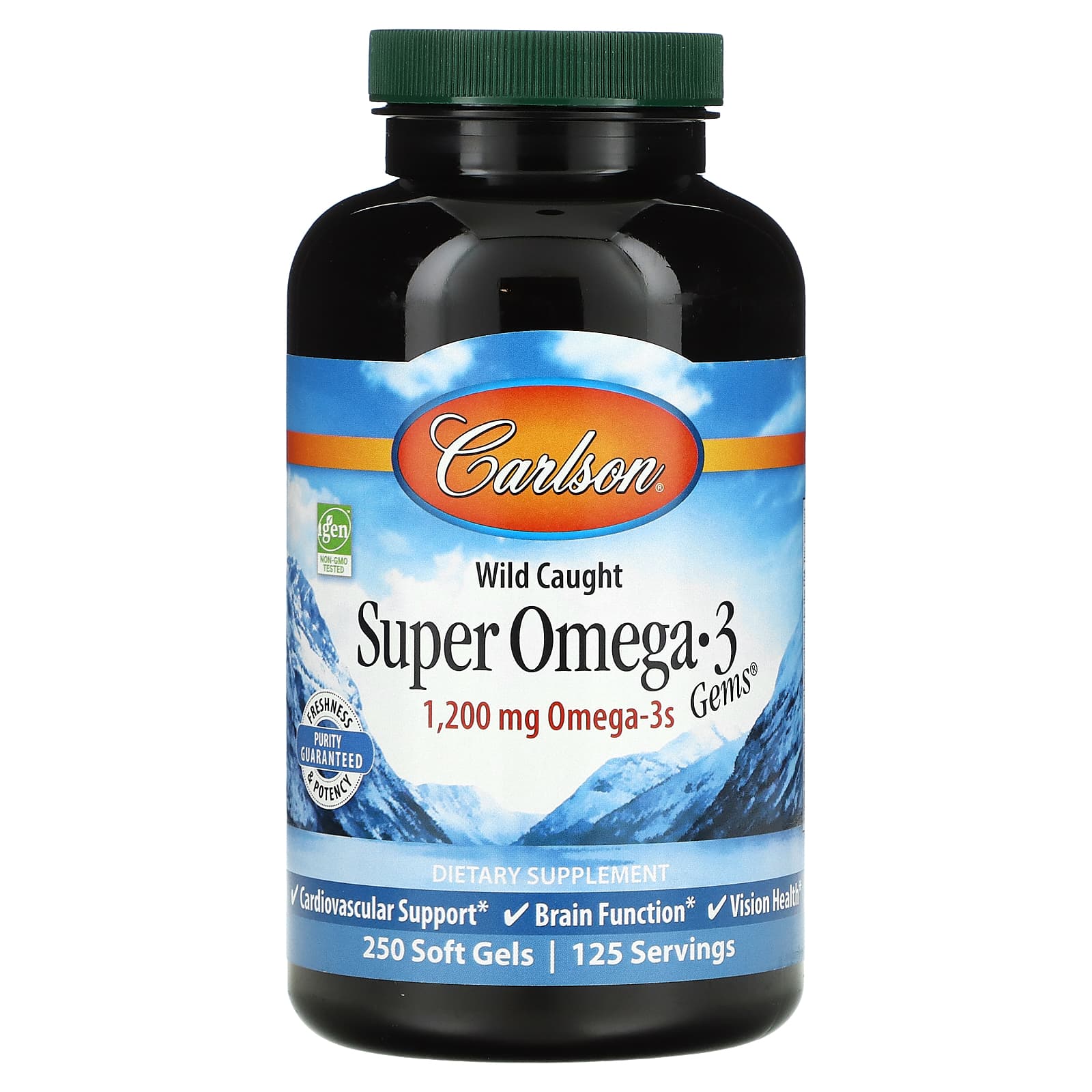 Carlson, Super Omega-3 Gems, высокоэффективные омега-3 кислоты из рыбы дикого улова, 1200 мг, 250 капсул (600 мг в 1 капсуле)