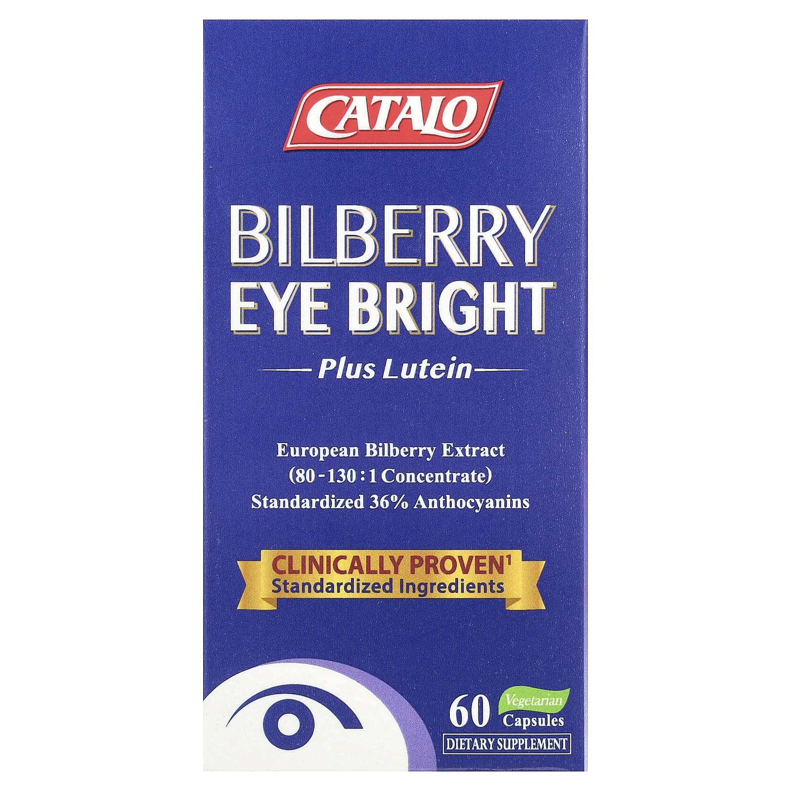 CATALO, Bilberry Eye Bright Plus Lutein, 60 вегетарианских капсул