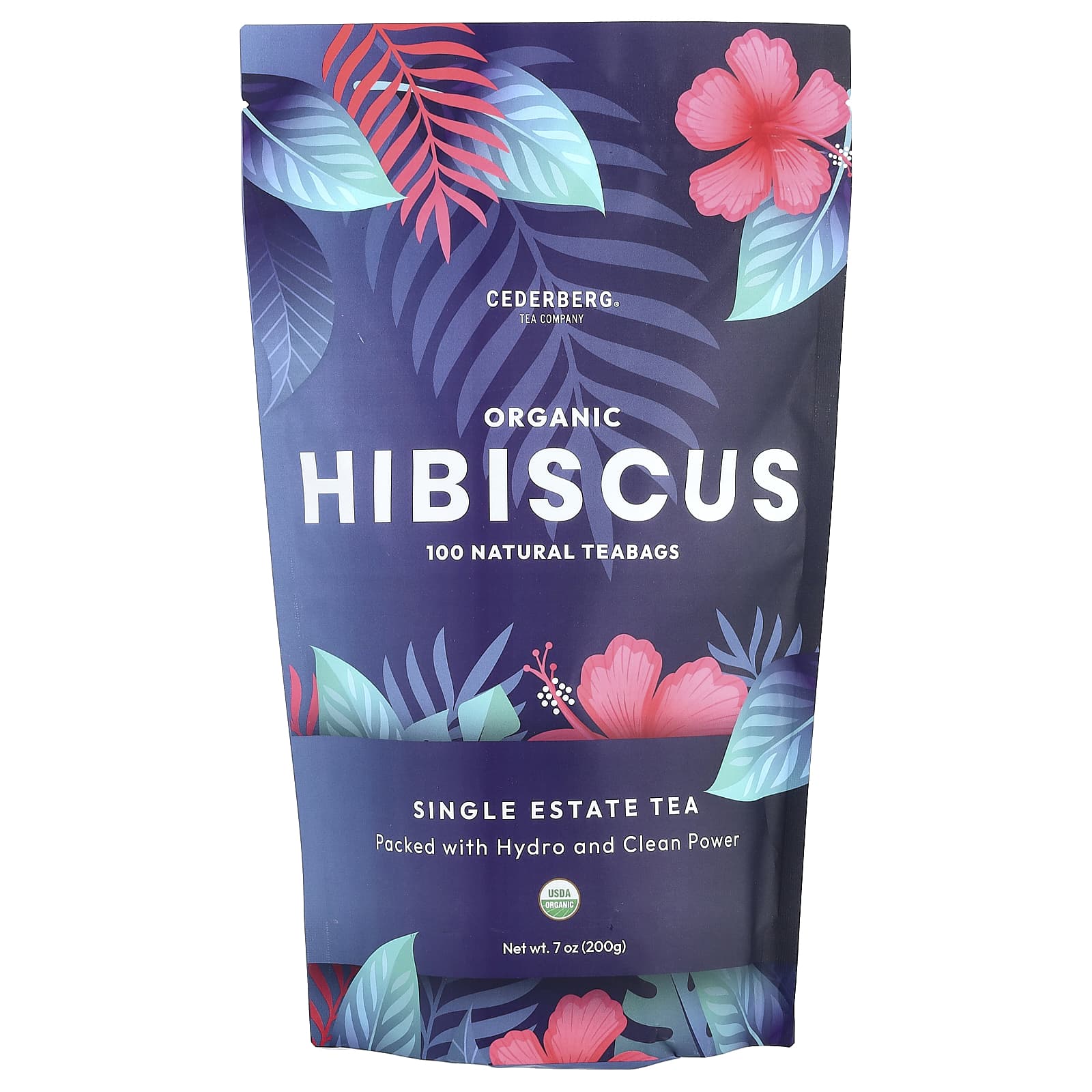 Cederberg Tea Co, Органический гибискус, без кофеина, 100 натуральных чайных пакетиков, 200 г (7 унций)
