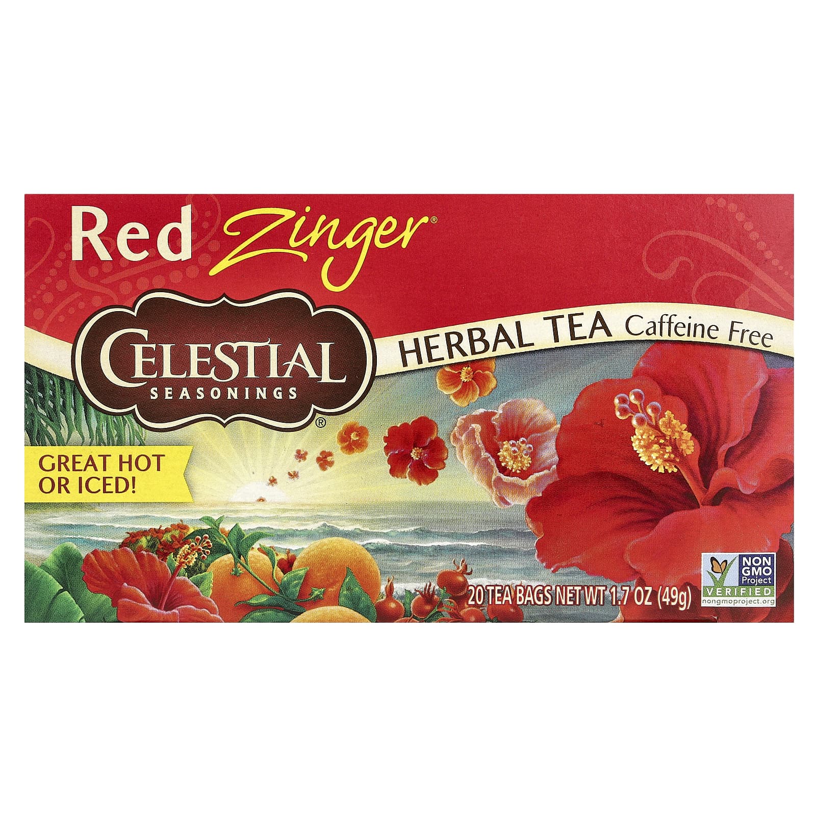 Celestial Seasonings травяной чай Red Zinger без кофеина 20 чайных пакетиков 49 г 17 унции 1590₽