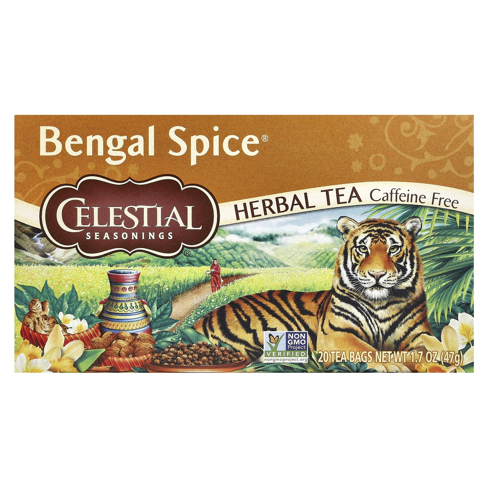 Celestial Seasonings, травяной чай Bengal Spice, без кофеина, 20 чайных пакетиков, 47 г (1,7 унции)