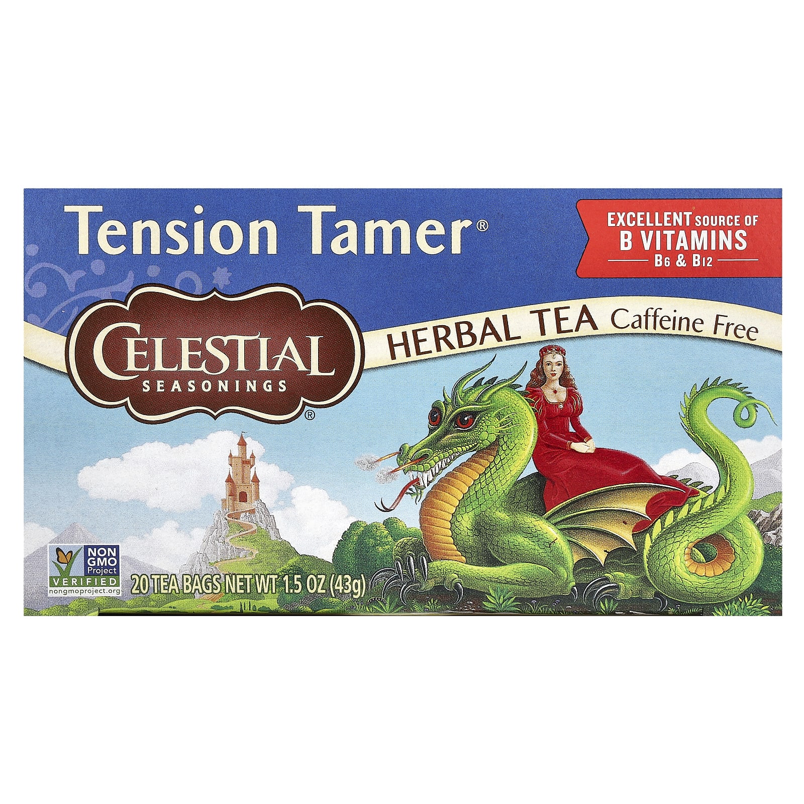 Celestial Seasonings, травяной чай, устранение напряжения, без кофеина, 20 чайных пакетиков, 1.5 унций (43 г)