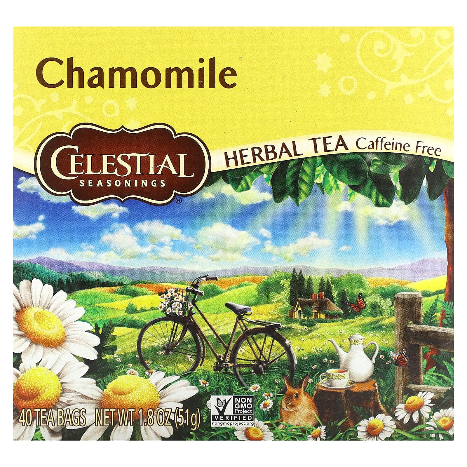 Celestial Seasonings, травяной чай, ромашка, без кофеина, 40 чайных пакетиков по 51 г (1,8 унции)