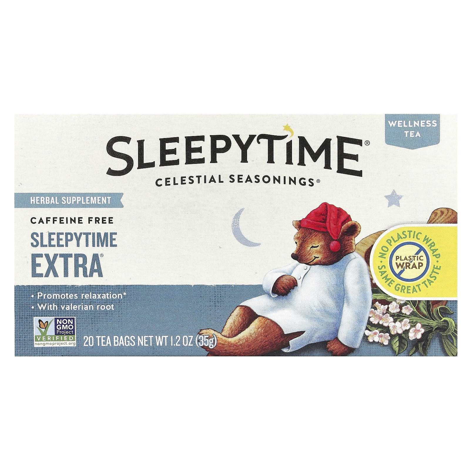 Celestial Seasonings, Sleepytime Extra®, чай для здоровья, без кофеина, 20 чайных пакетиков, 35 г (1,2 унции)