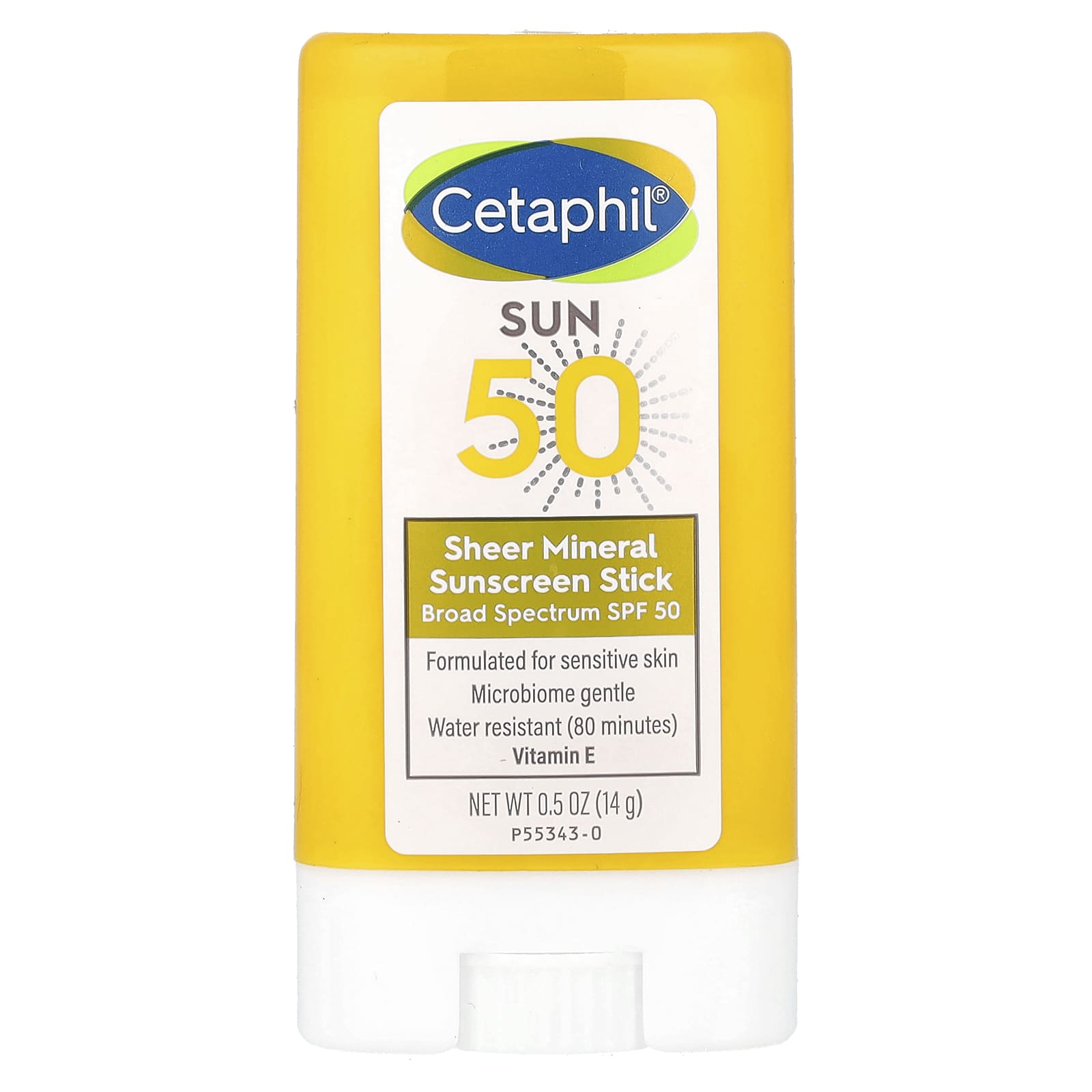 Cetaphil, Минеральный солнцезащитный стик-стик, SPF 50, 14 г (0,5 унции)