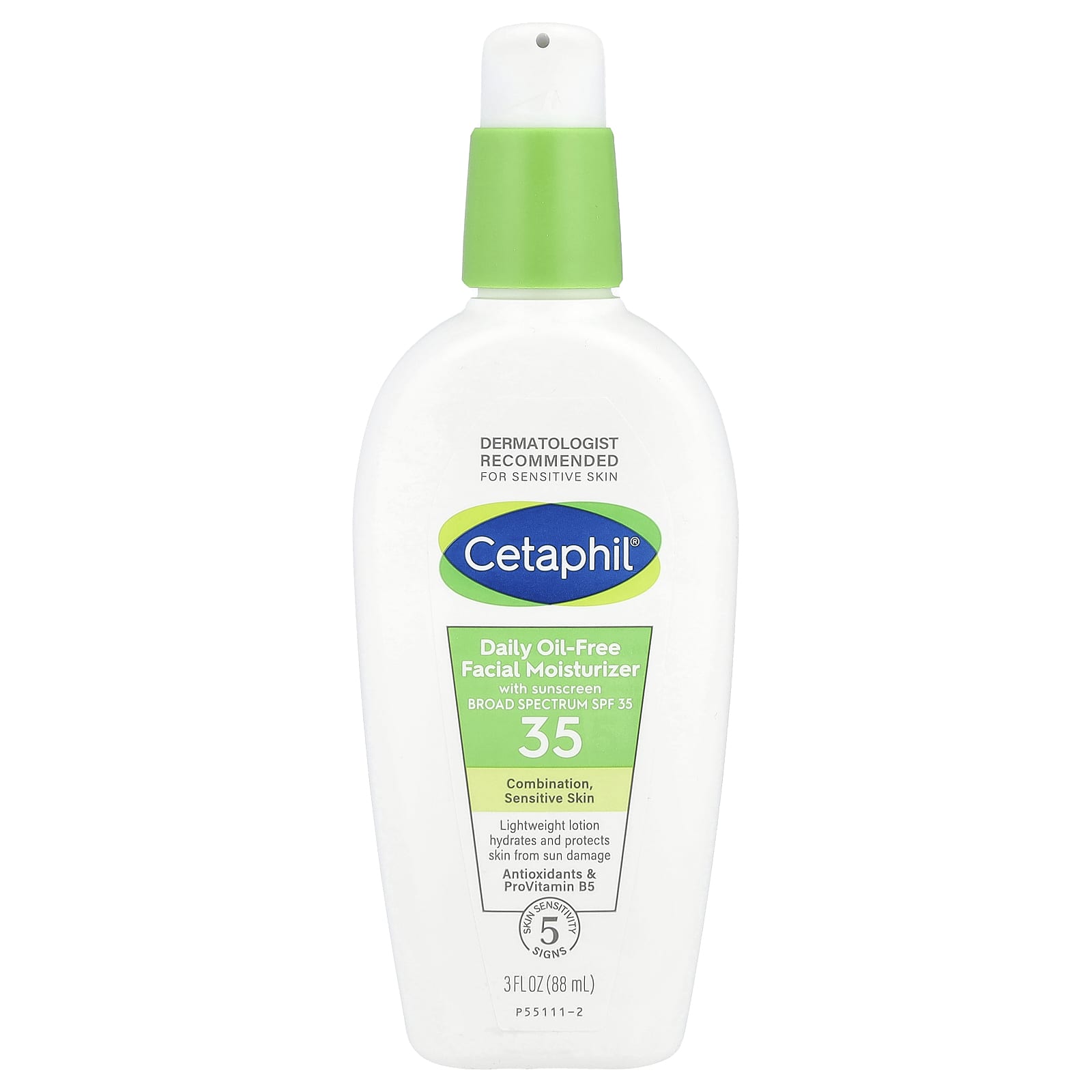 Cetaphil, Ежедневное увлажняющее средство для лица без масла, с солнцезащитным кремом, SPF 35, 88 мл (3 жидк. Унции)