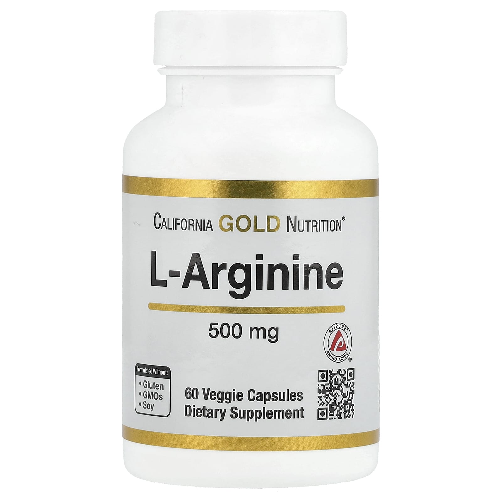 California Gold Nutrition, L-аргинин, 500 мг, 60 растительных капсул