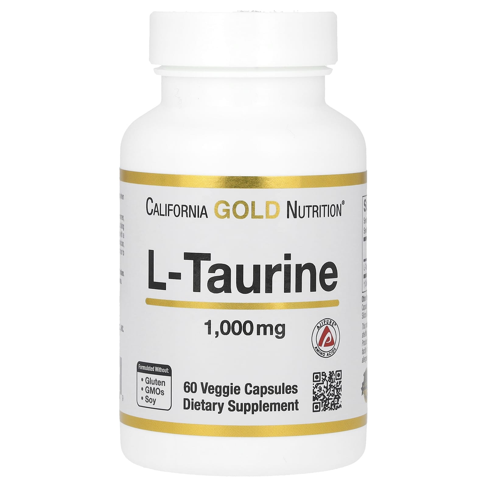 California Gold Nutrition, L-таурин, AjiPure, 1000 мг, 60 растительных капсул