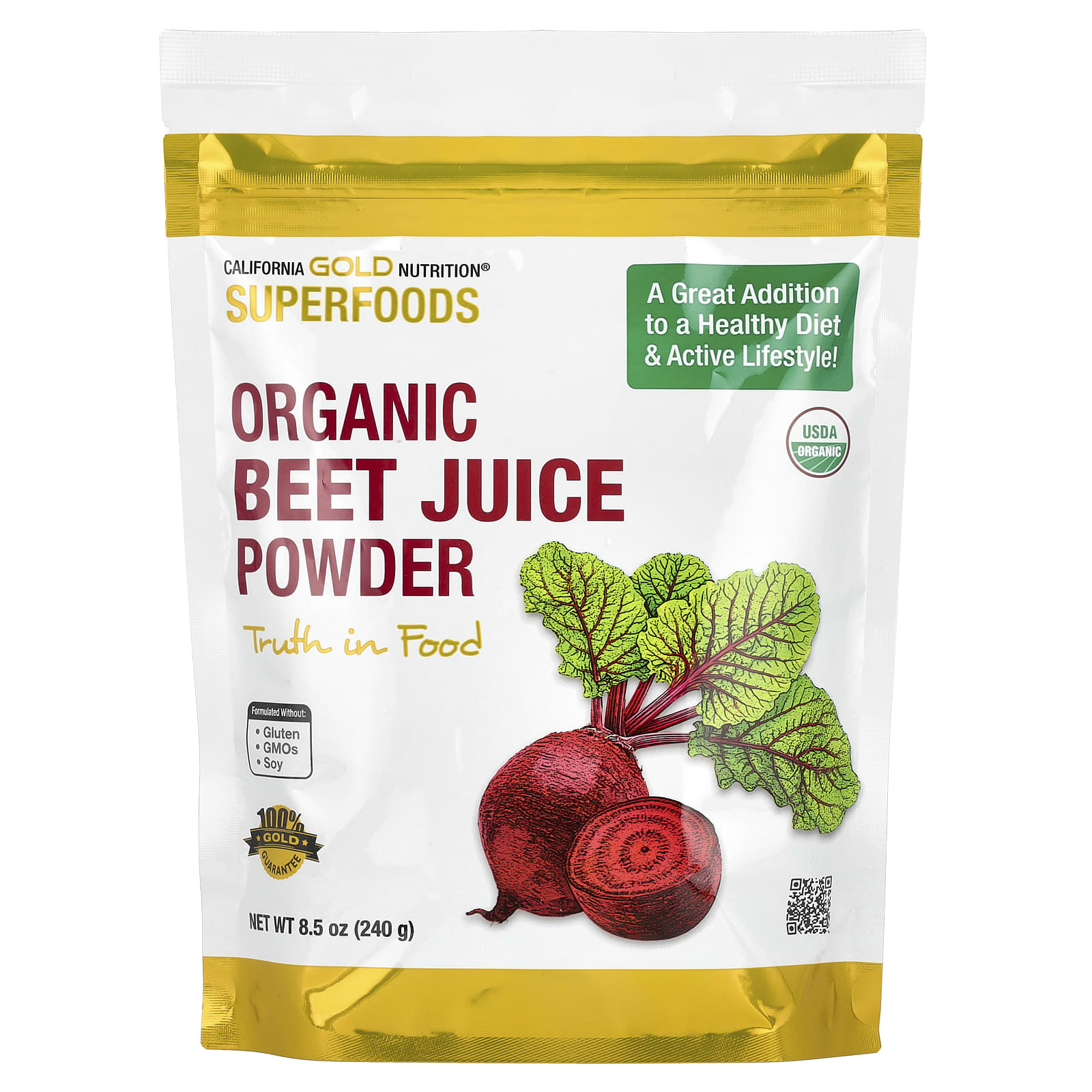 California Gold Nutrition, Superfoods, порошок из сока органической свеклы, 240 г (8,5 унции)