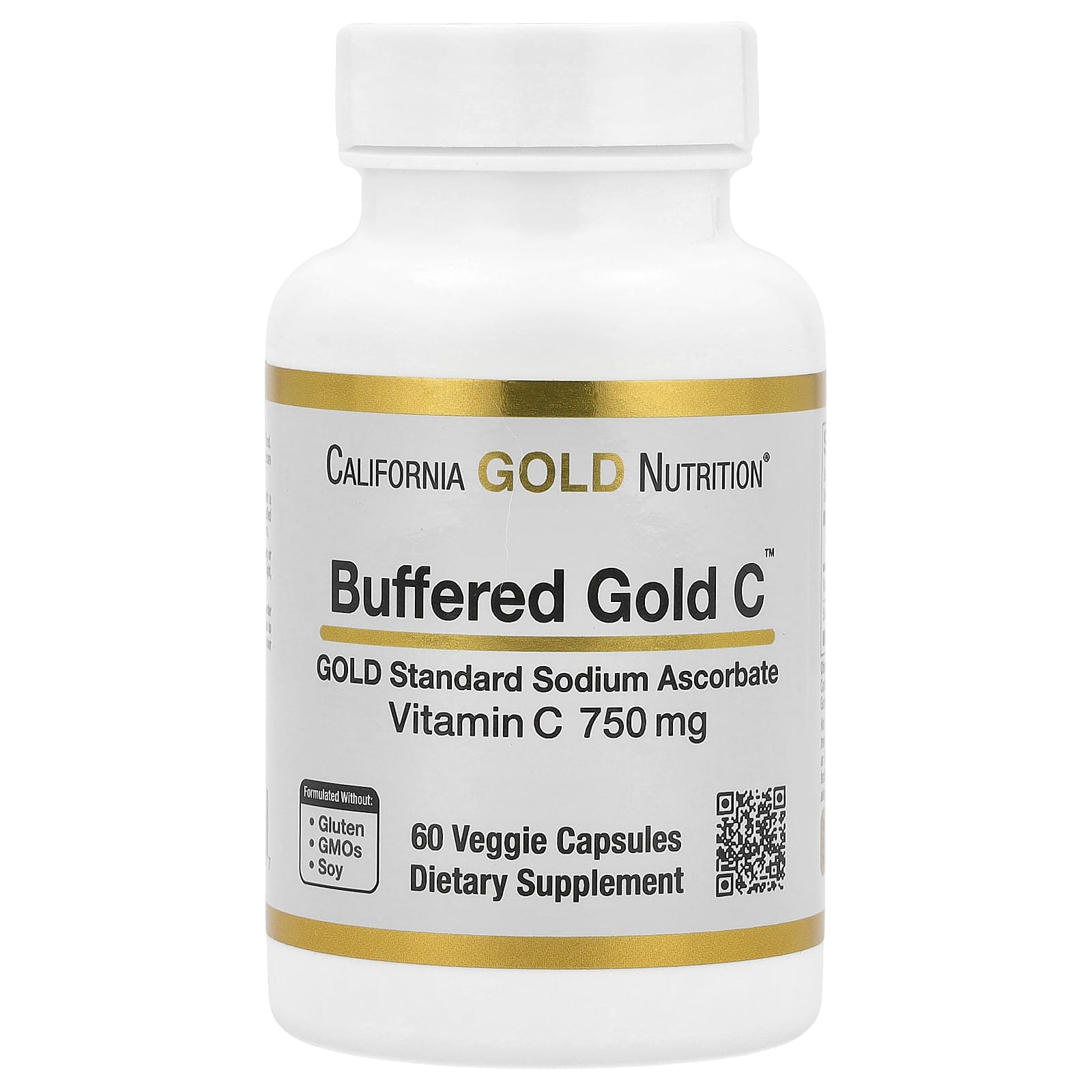 California Gold Nutrition, Gold C, GOLD Standard, буферизованный витамин C, аскорбат натрия, 750 мг, 60 растительных капсул