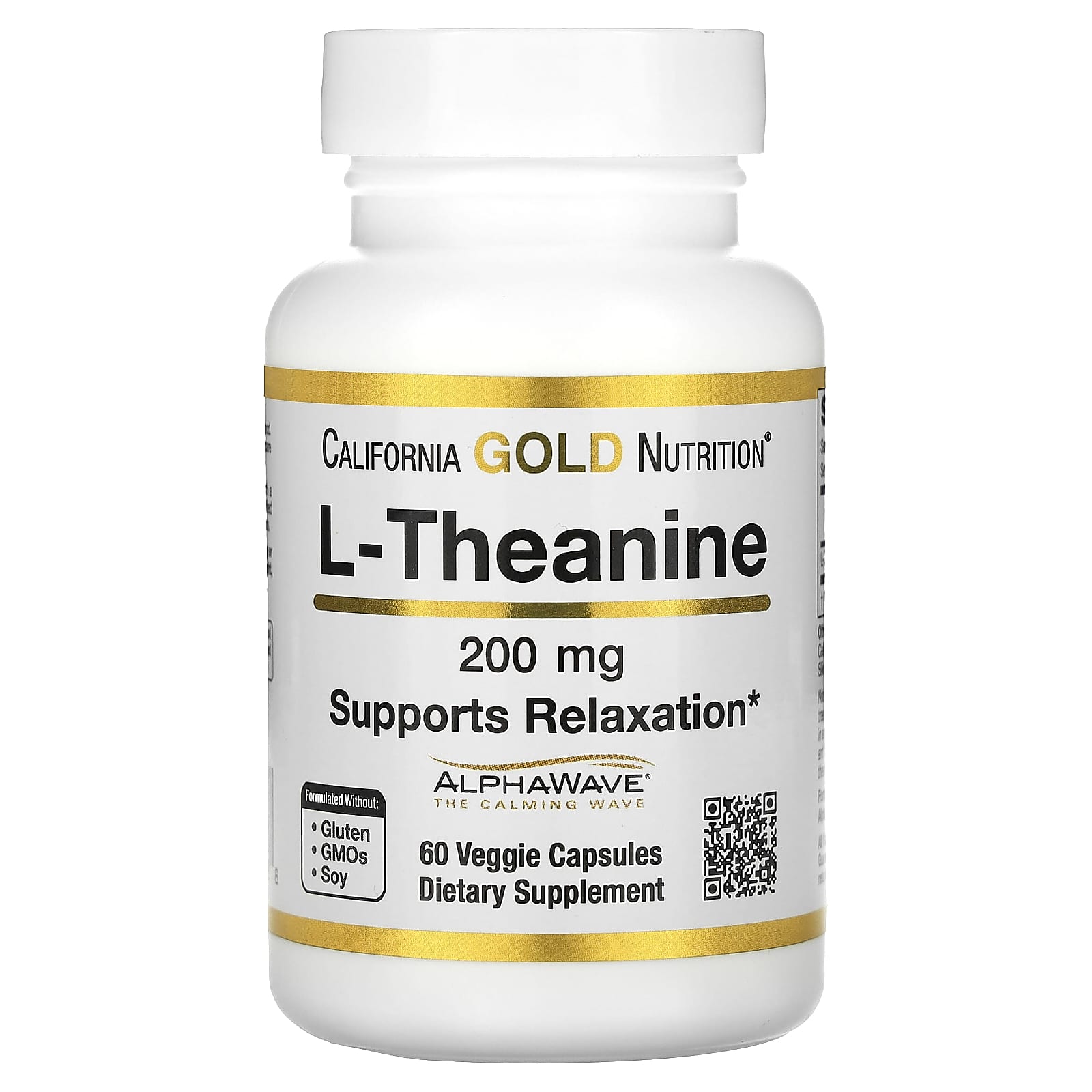 California Gold Nutrition, L-теанин, с AlphaWave, 200 мг, 60 растительных капсул