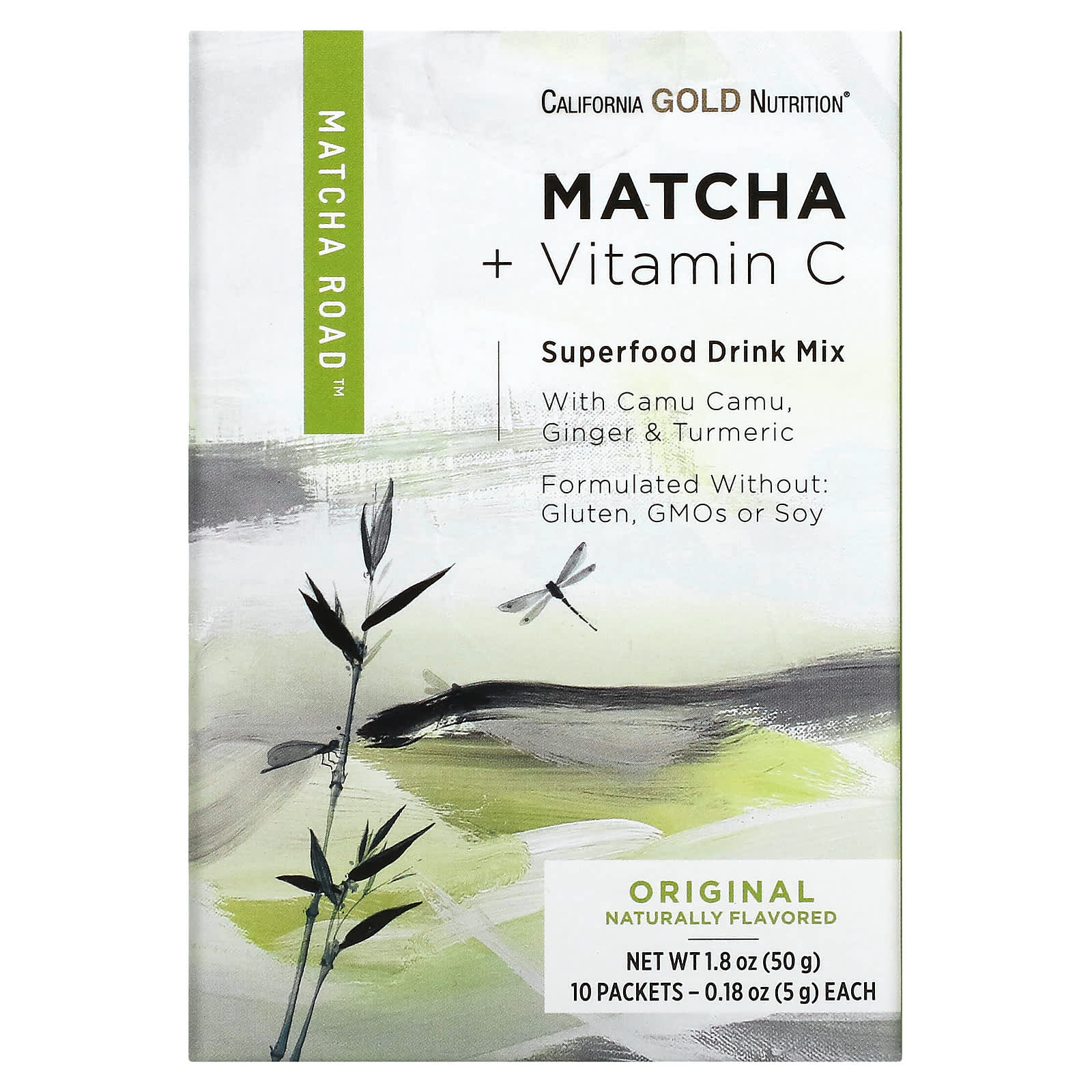California Gold Nutrition, Matcha Road, матча с витамином C, оригинальный вкус, 10 шт.