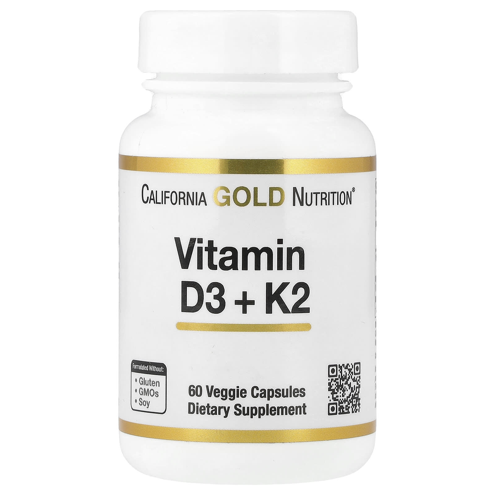 California Gold Nutrition, витамины D3 и К2, 60 растительных капсул