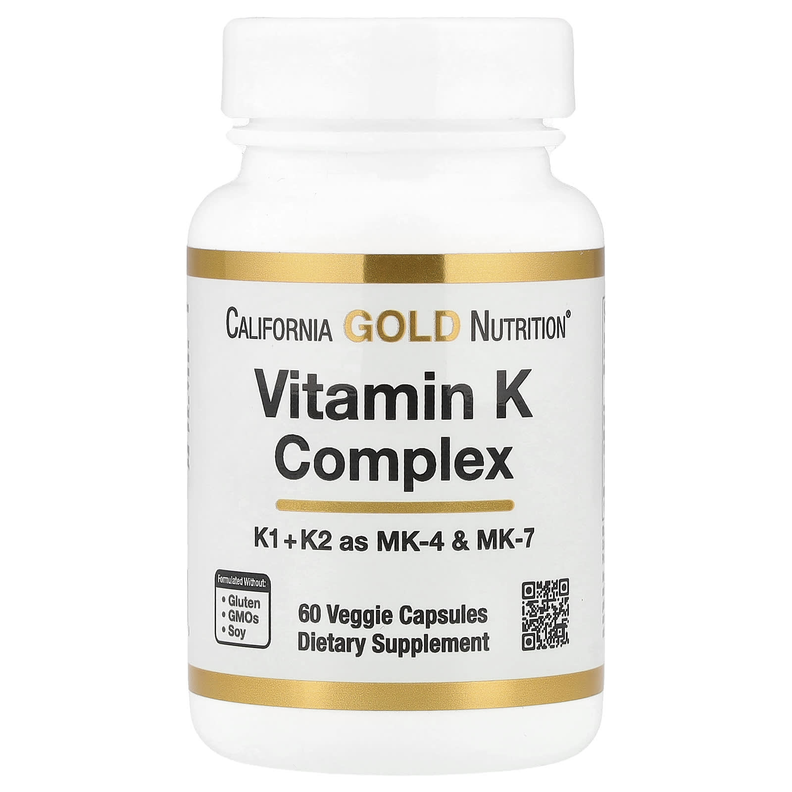 California Gold Nutrition, витамин K, 120 мкг, 60 растительных капсул