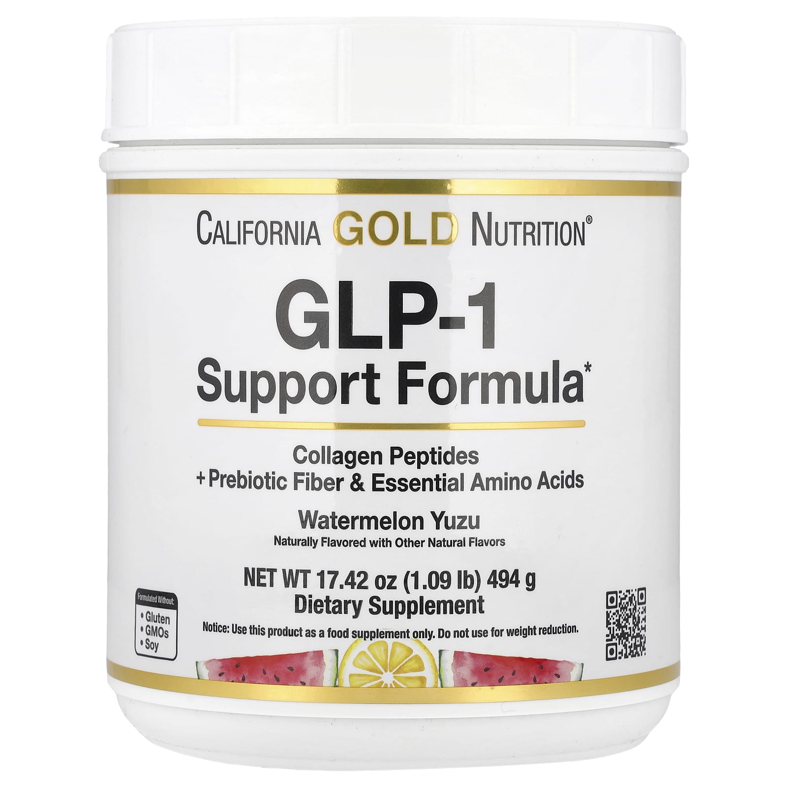 California Gold Nutrition, Формула поддержки GLP-1, арбуз юдзу, 494 г (1,09 фунта)