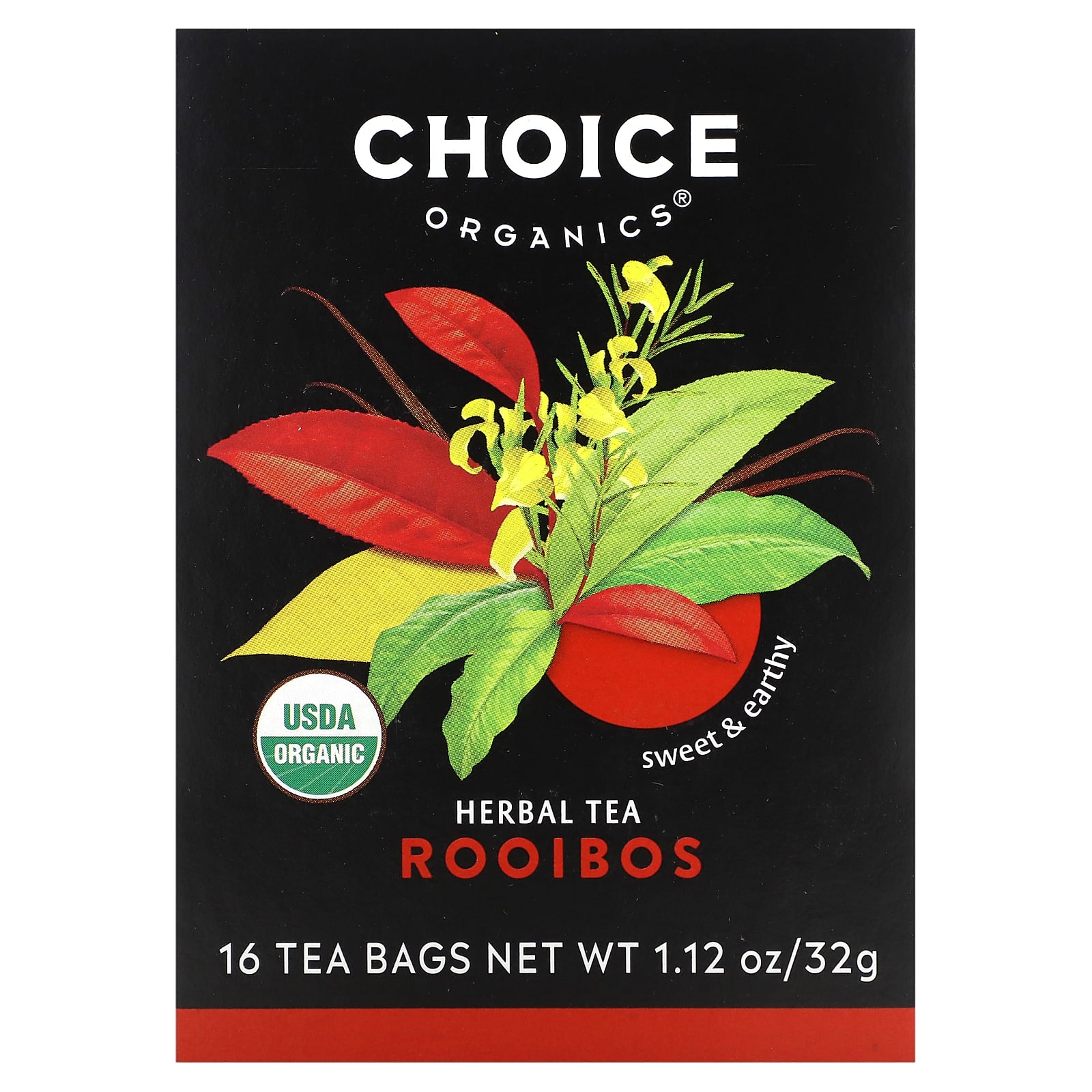 Choice Organic Teas Herbal Tea ройбуш без кофеина 16 чайных пакетиков 32 г 112 унции 1590₽