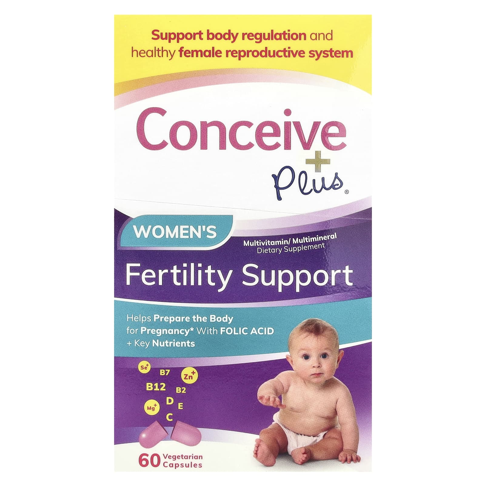 Conceive Plus, Поддержка фертильности для женщин`` 60 вегетарианских капсул