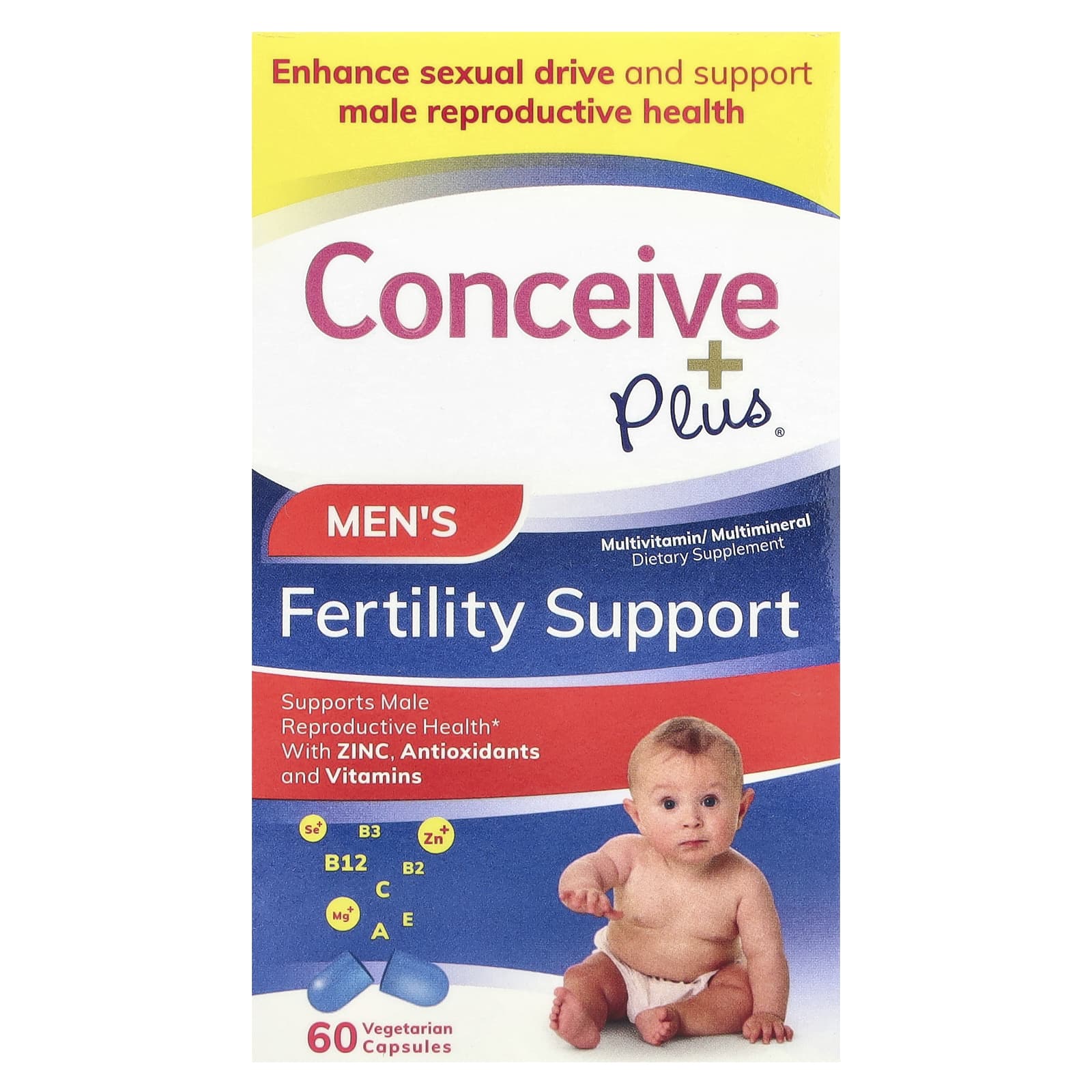 Conceive Plus, Поддержка фертильности для мужчин, 60 вегетарианских капсул