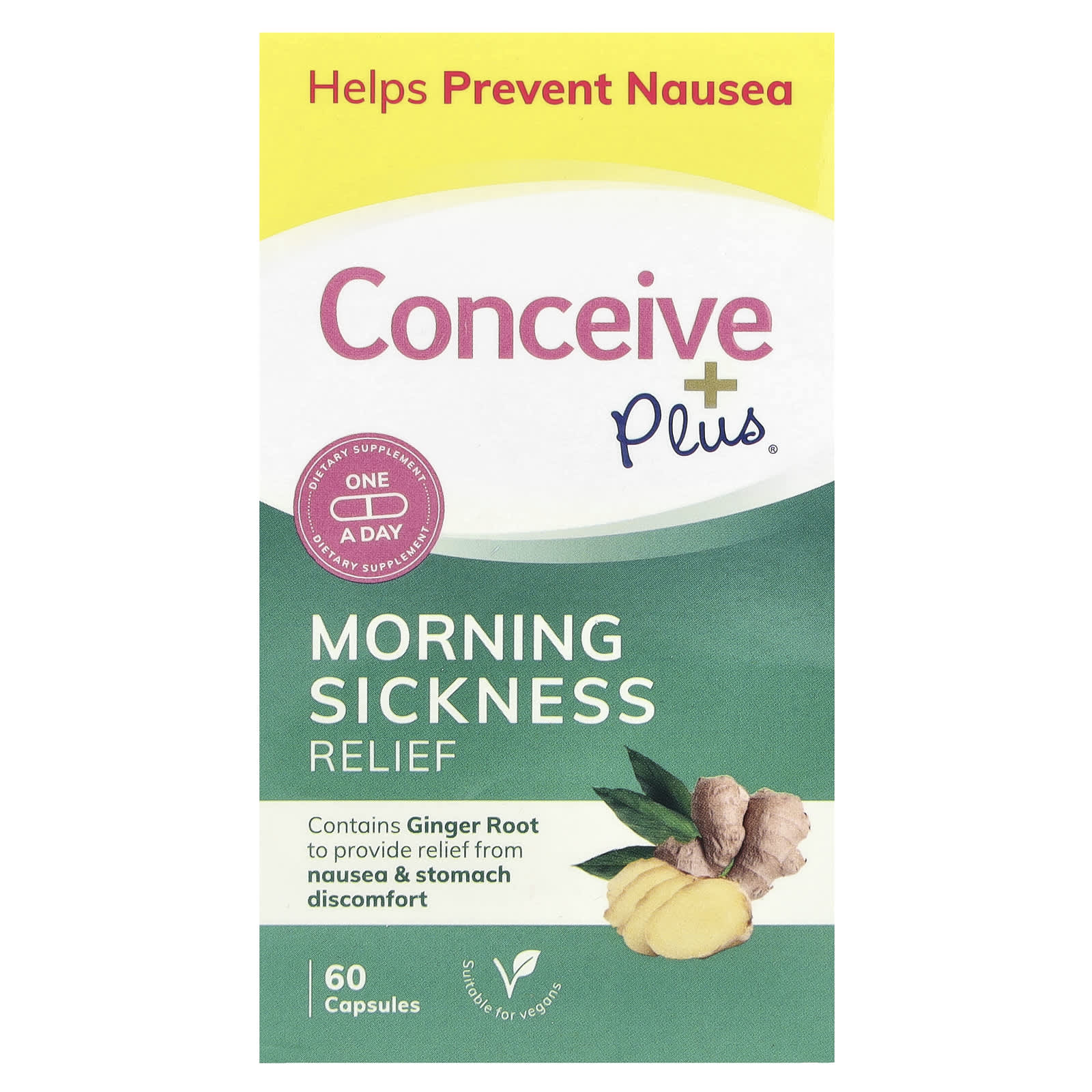 Conceive Plus, Утреннее облегчение, 500 мг, 60 капсул