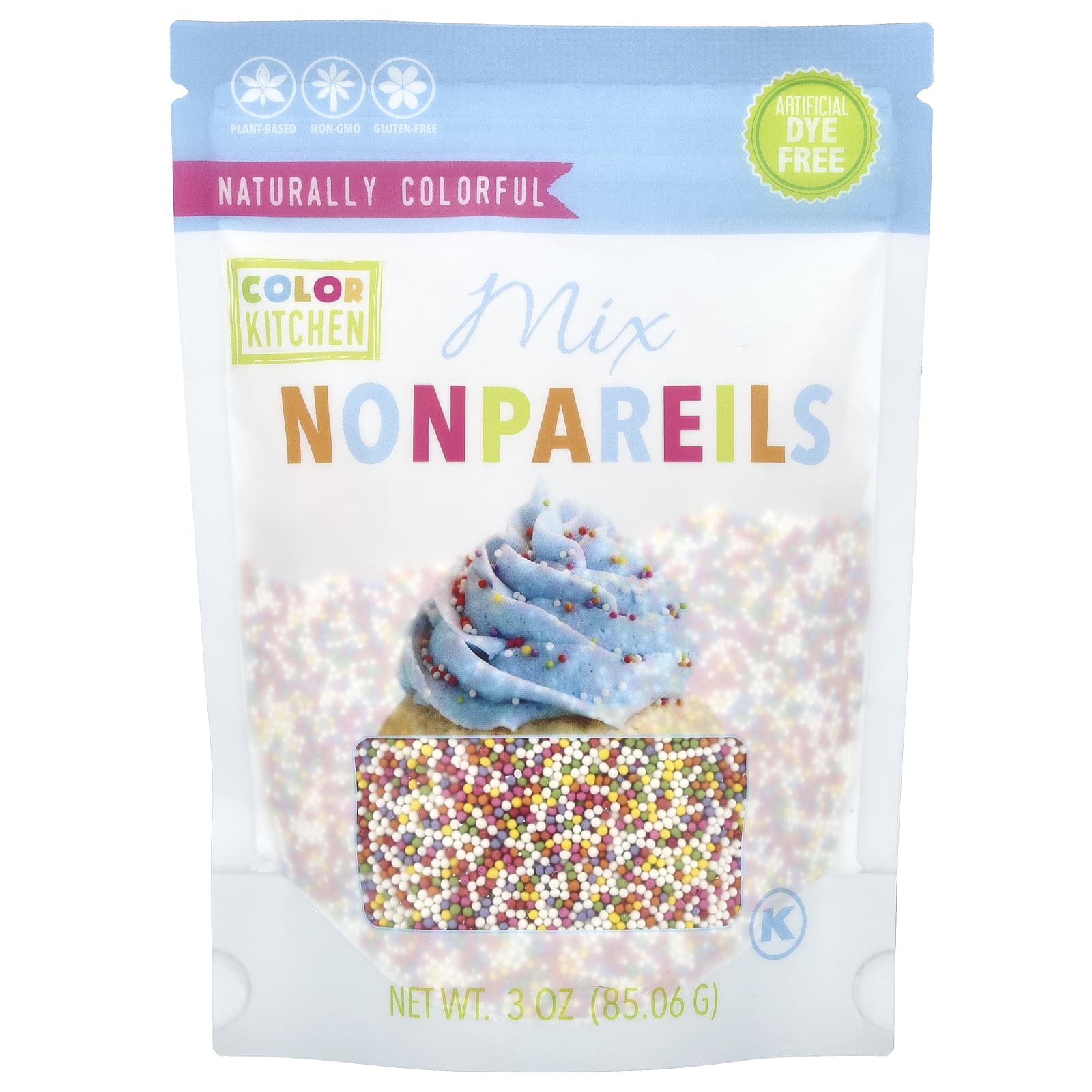 ColorKitchen, Натуральные разноцветные посыпки Nonpareils, 85,06 г (3 унции)