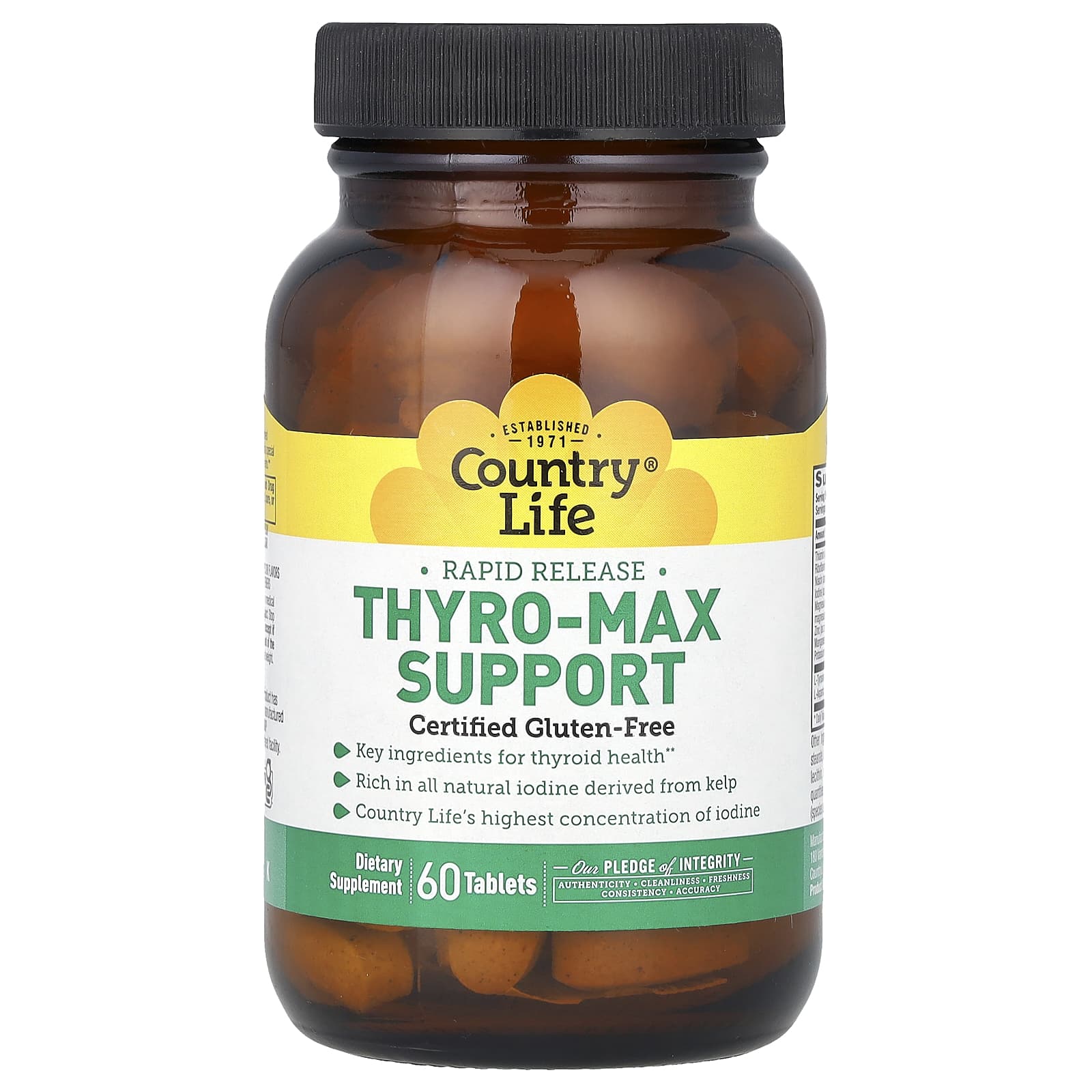 Country Life, Thyro-Max Support, поддержка щитовидной железы, 60 таблеток