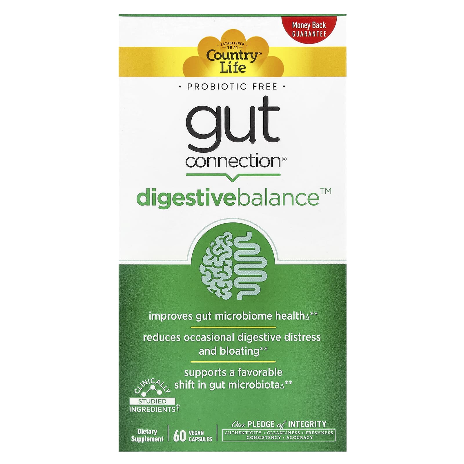 Country Life, Gut Connection® Digestive Balance ™, 60 веганских капсул