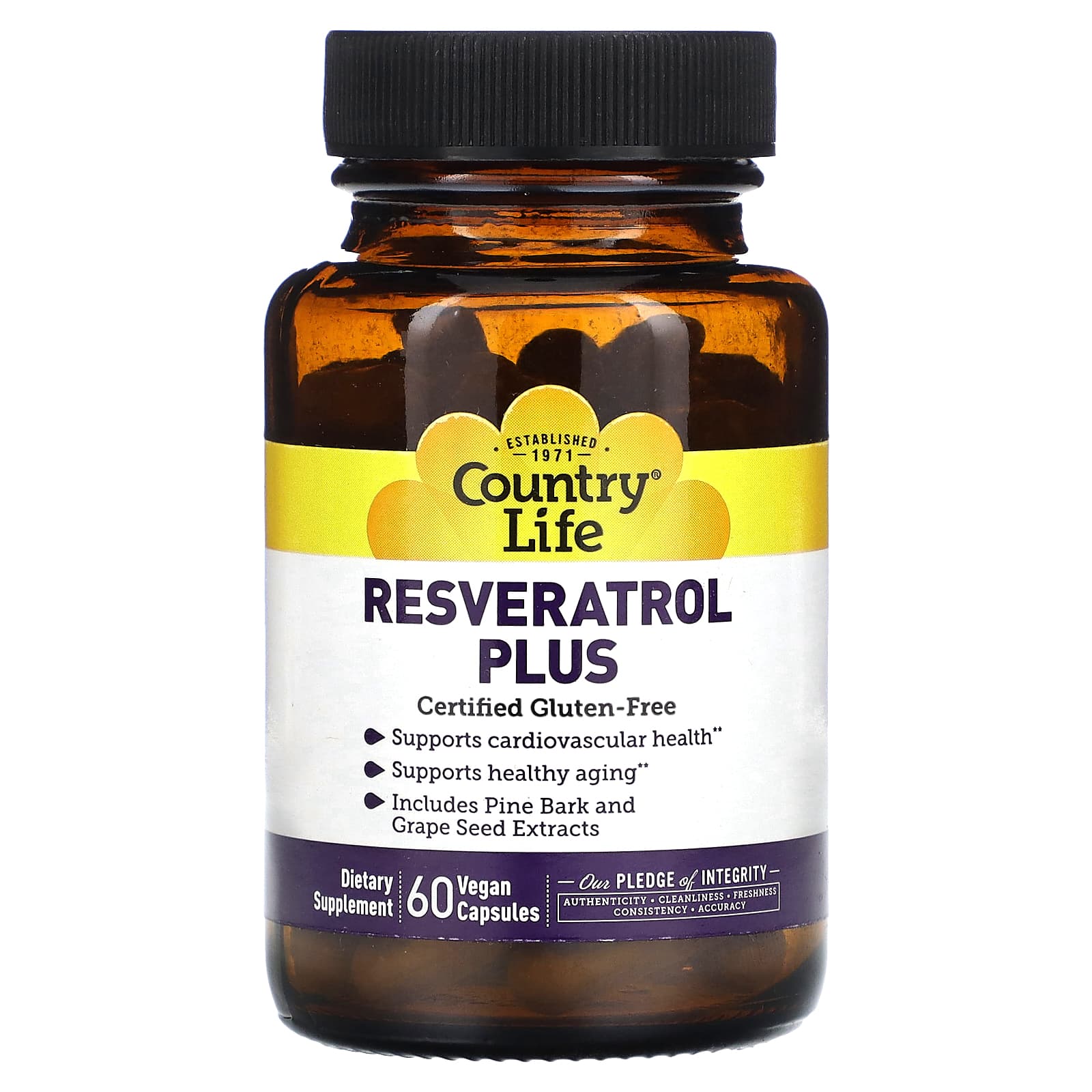 Country Life Resveratrol Plus ресвератрол 60 веганских капсул 4790₽