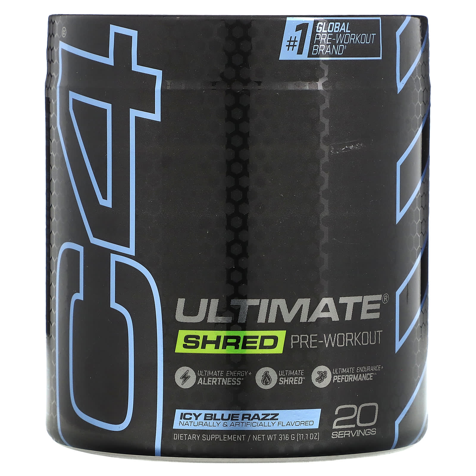 Cellucor, C4 Ultimate Shred, формула для употребления перед тренировкой и нарезкой, ледяная голубая роза, 350 г (12,3 унции)