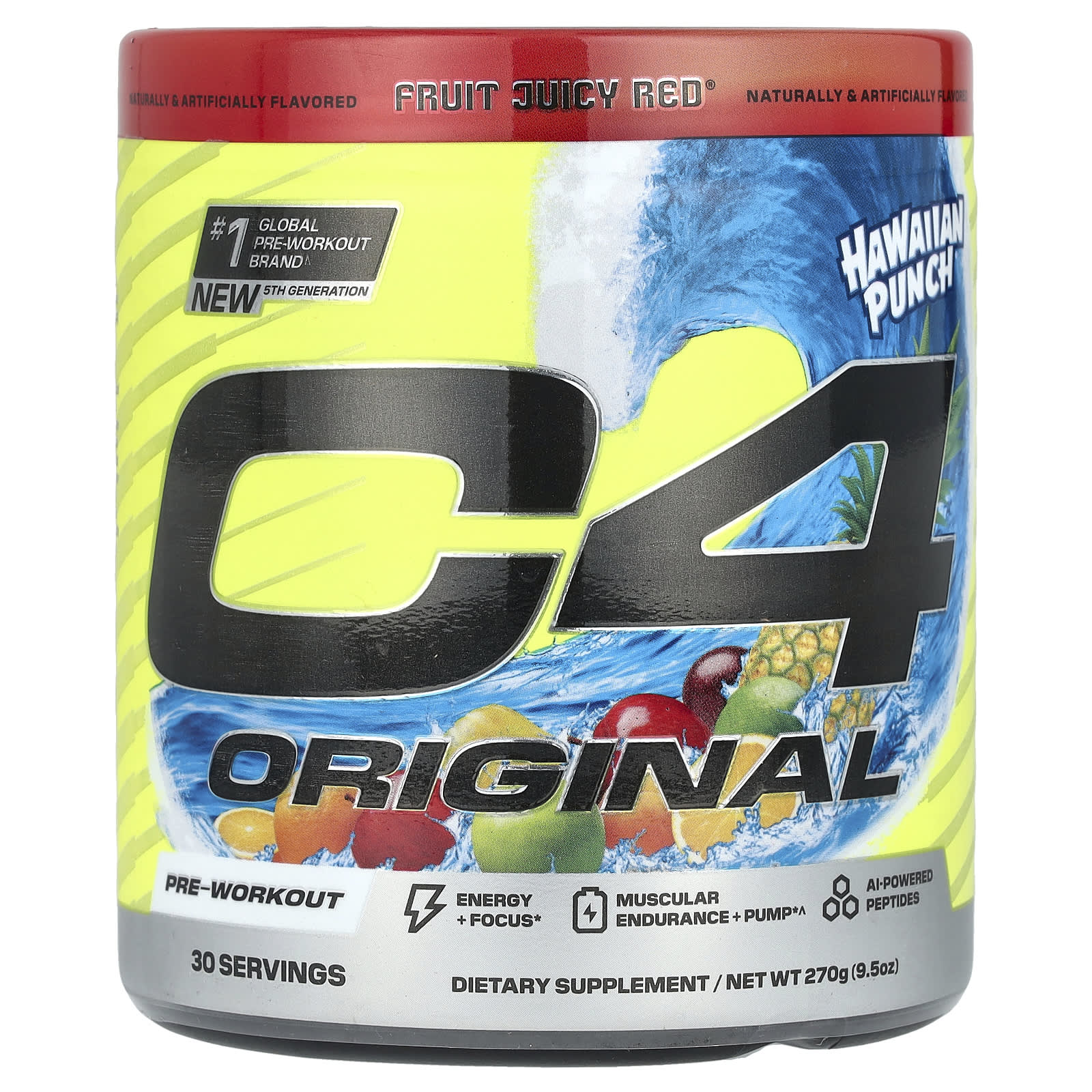 Cellucor, C4 Original, перед тренировкой, Hawaiian Punch®, Fruit Juicy Red®, 270 г (9,5 унции)