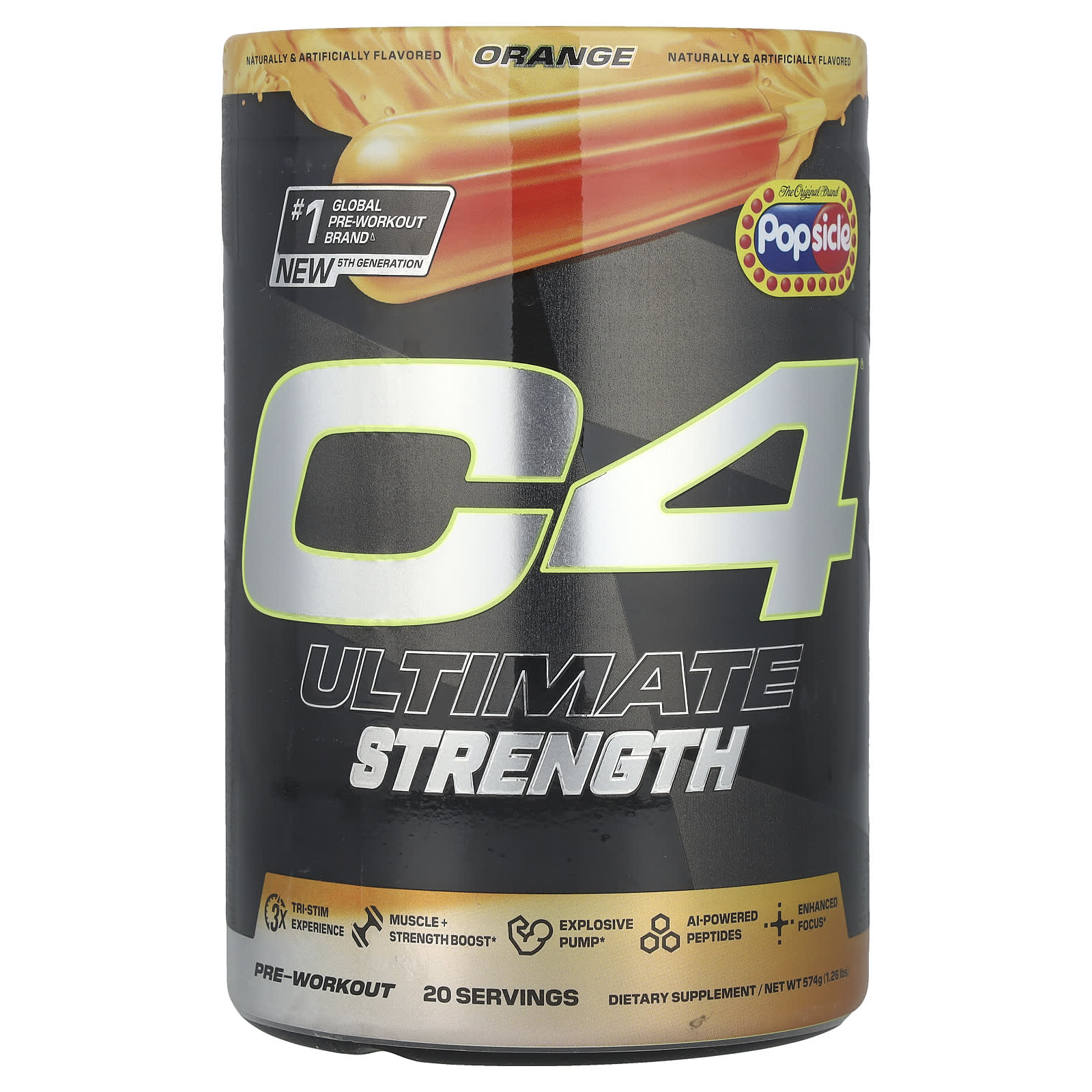 Cellucor, C4 Ultimate Strength, перед тренировкой, апельсиновое эскимо, 574 г (1,26 фунта)