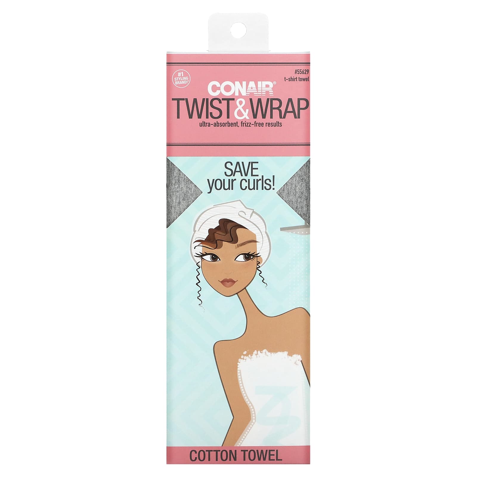 Conair, Хлопковое полотенце Twist & Wrap, 1 шт.