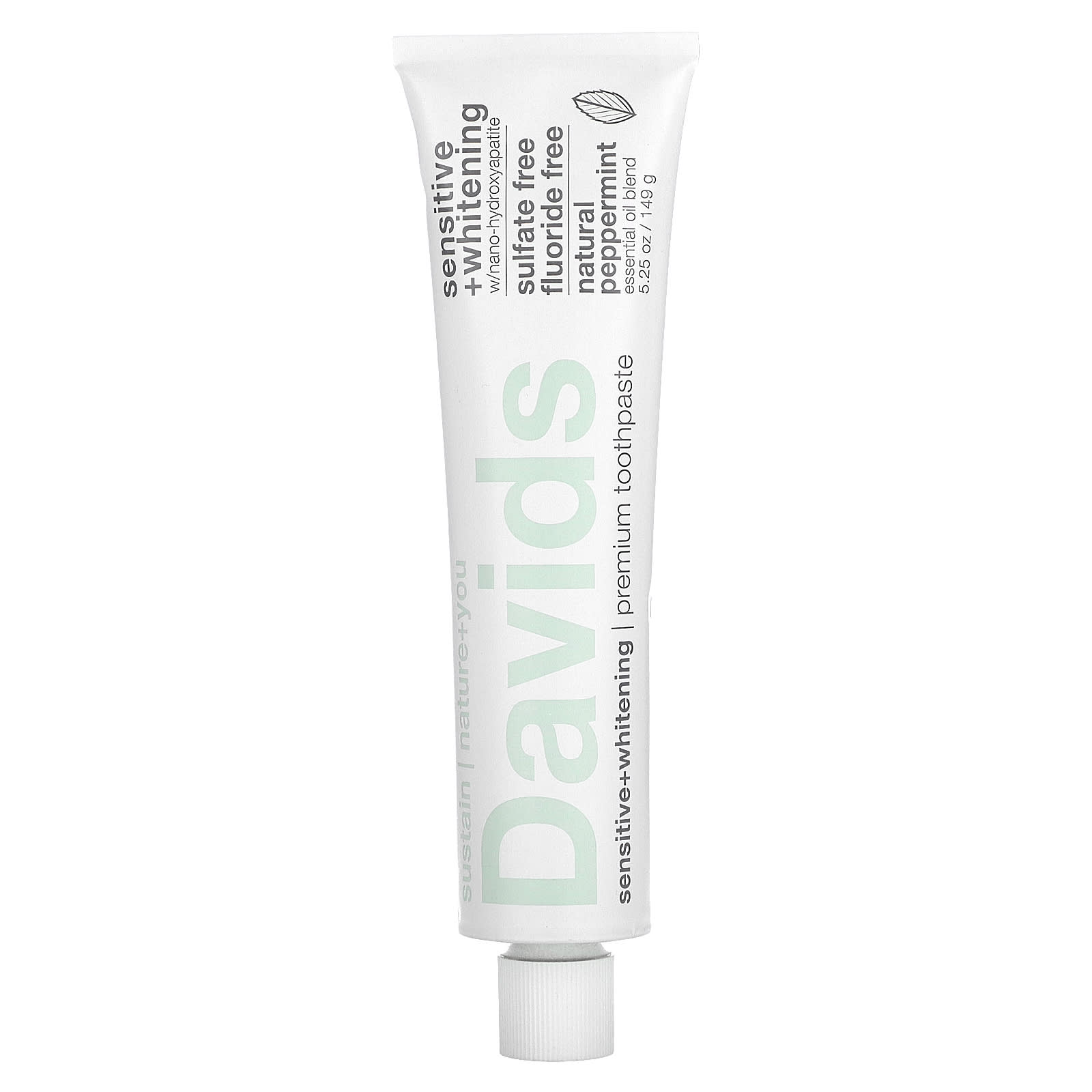 Davids, Premium Toothpaste, Sensitive + Whitening, натуральная перечная мята, 149 г (5,25 унции)