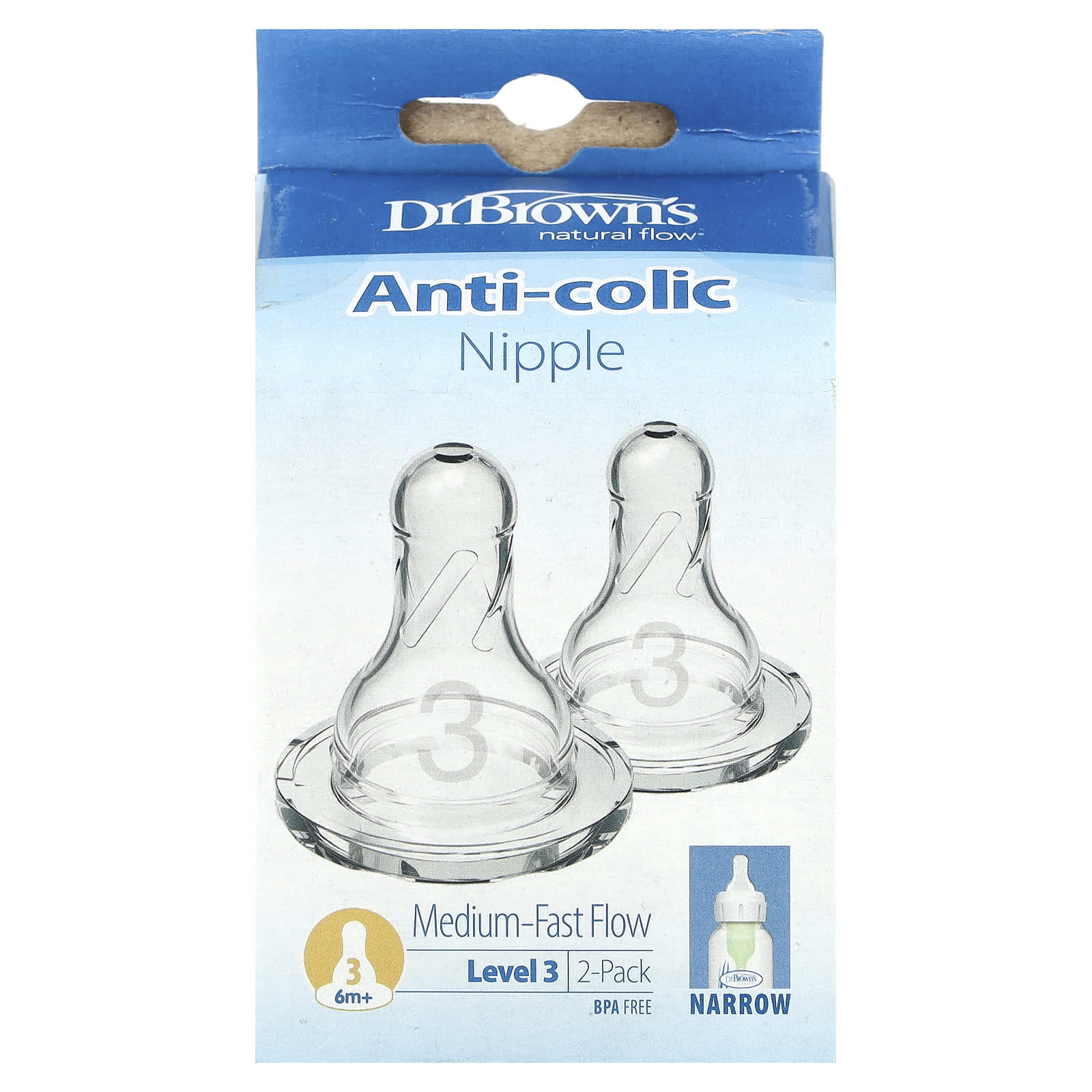 Dr Browns Ниппели Anti-Colic 6 M 2 шт В упаковке 1690₽