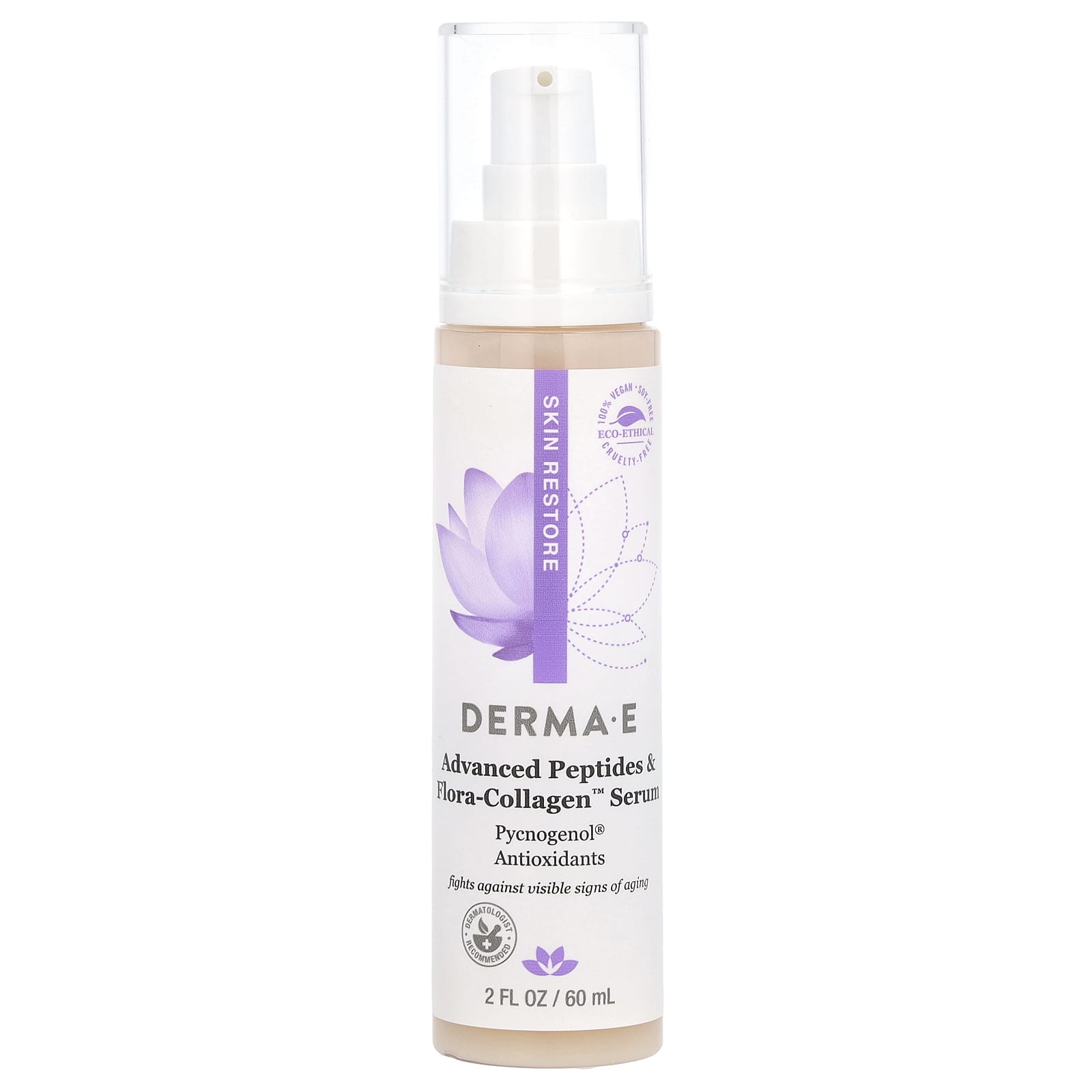 DERMA E, Advanced Peptides & Flora, сыворотка с коллагеном, 60 мл (2 жидк. унции)