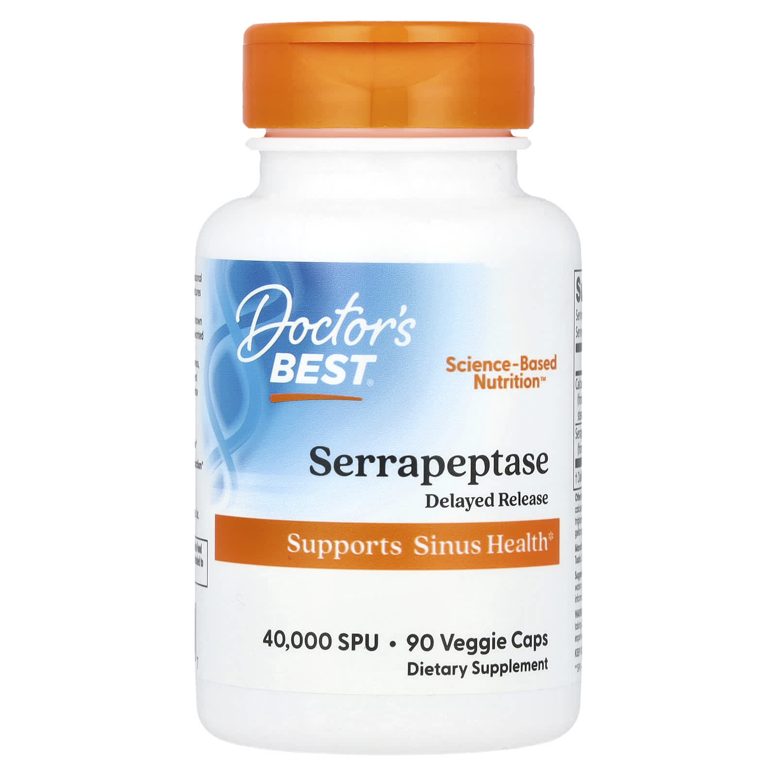 Doctor's Best, серрапептаза Best, 40 000 SPU, 90 вегетарианских капсул