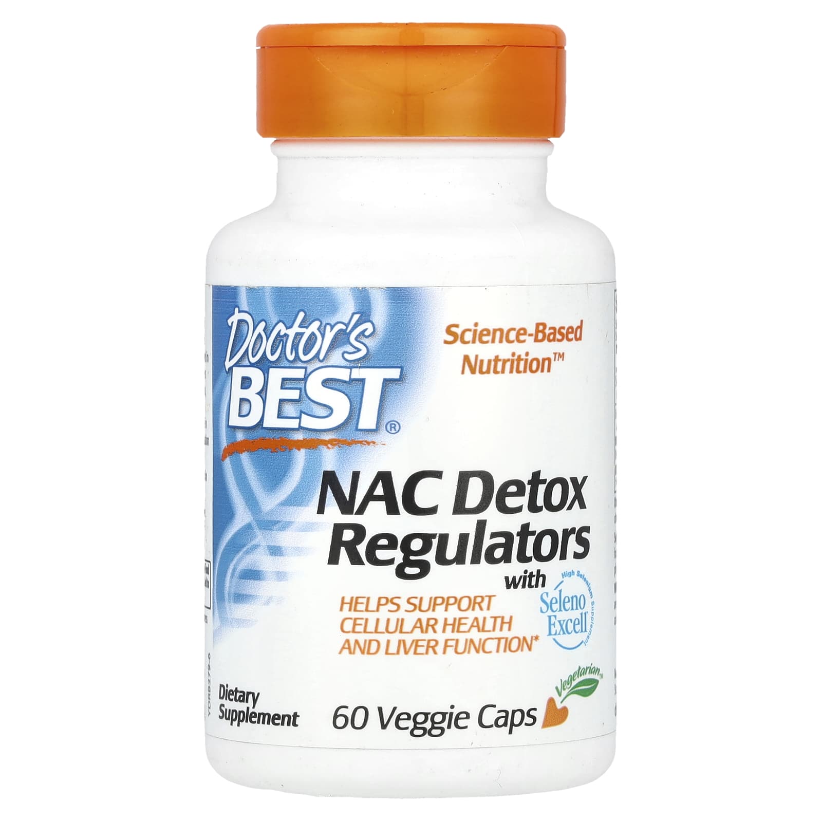 Doctor's Best, NAC, детокс-регуляторы с Seleno Excell®, 60 растительных капсул