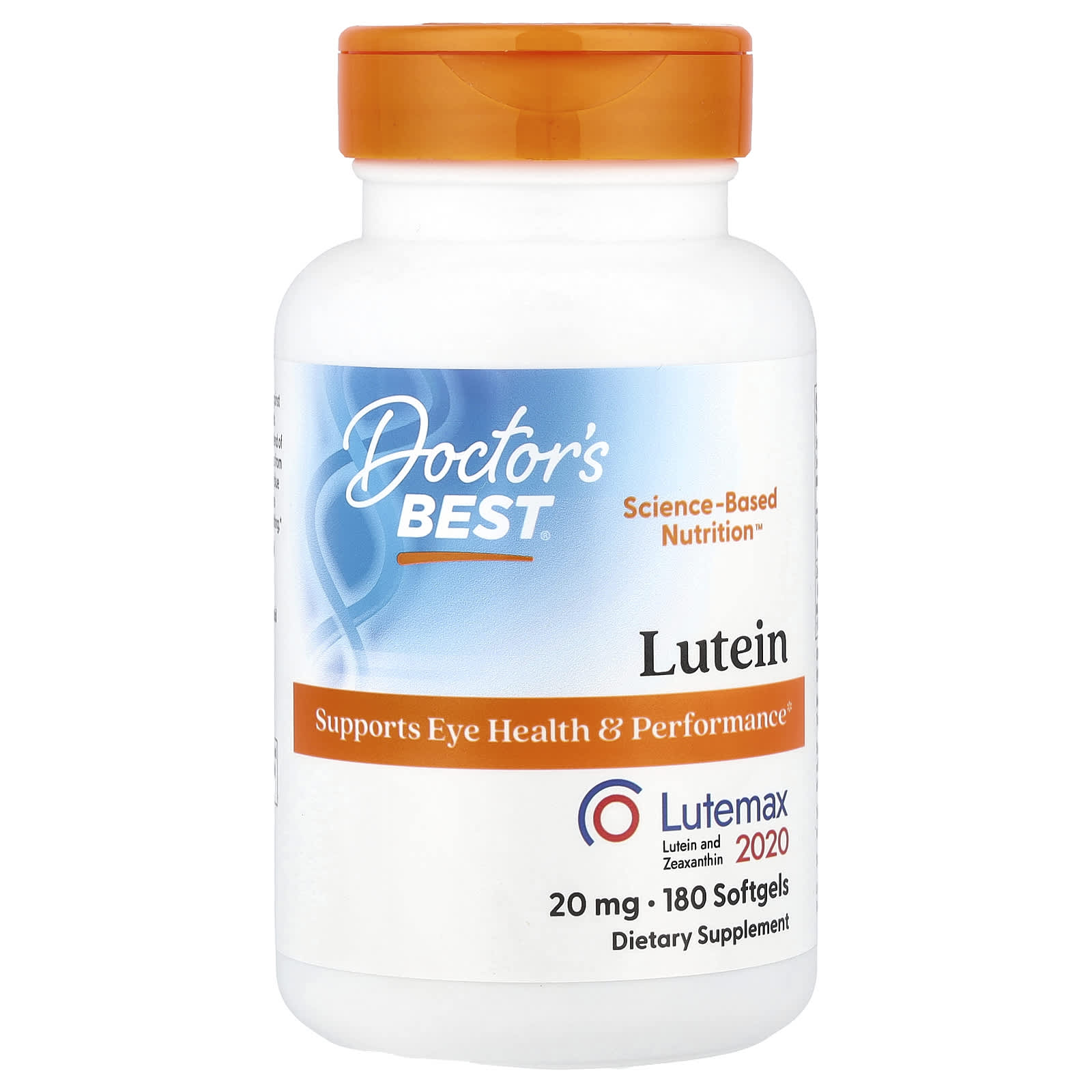 Doctor's Best, лютеин с Lutemax 2020, 20 мг, 180 капсул