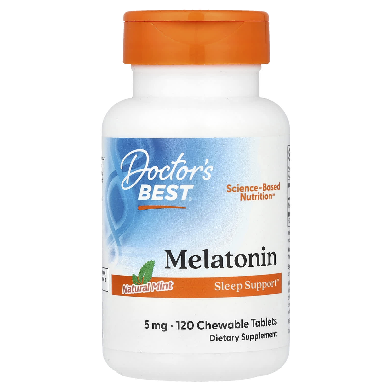 Doctor's Best, мелатонин, натуральная мята, 5 мг, 120 жевательных таблеток