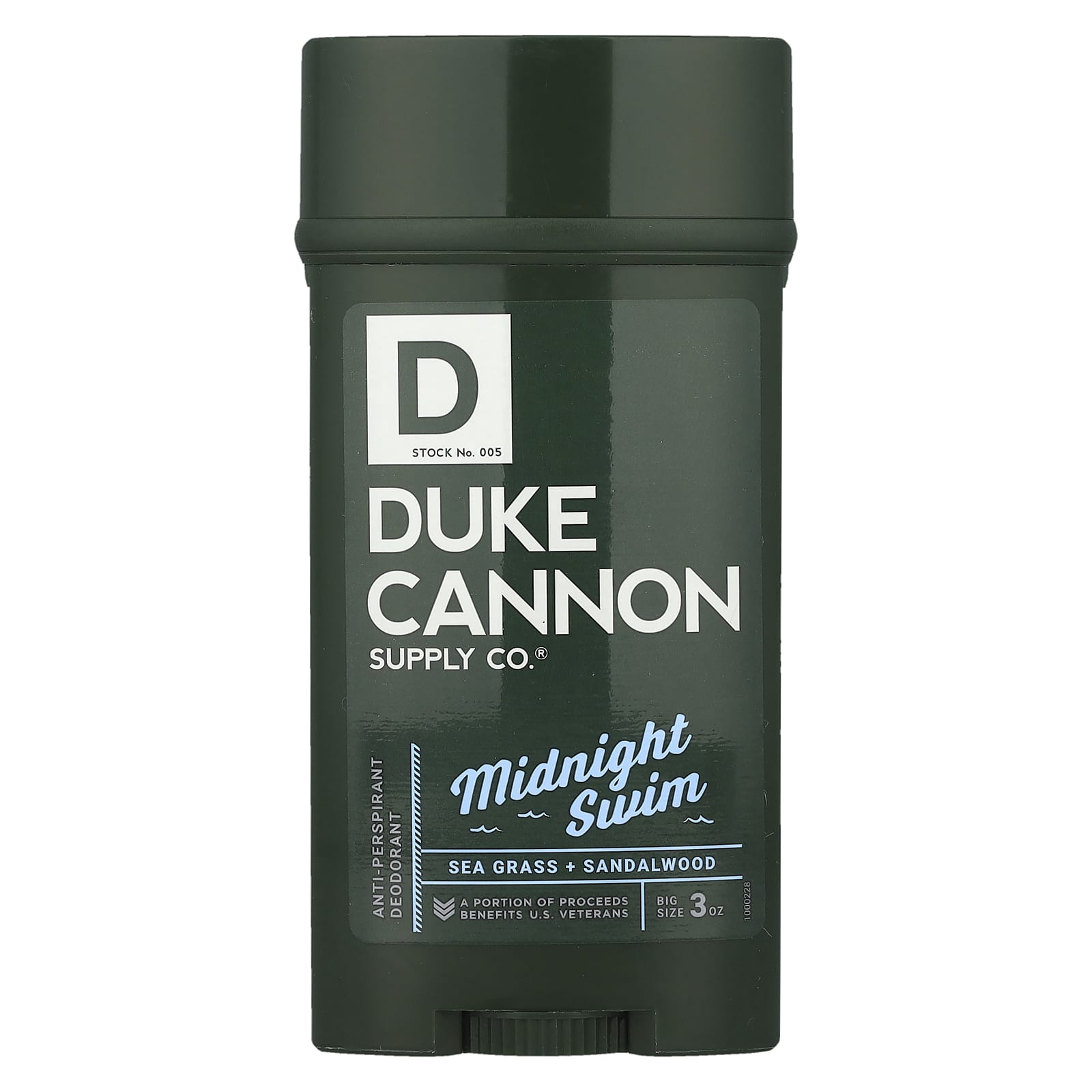 Duke Cannon Supply Co., Дезодорант-антиперспирант, Midnight Swim, морская трава и сандал, 85 г (3 унции)