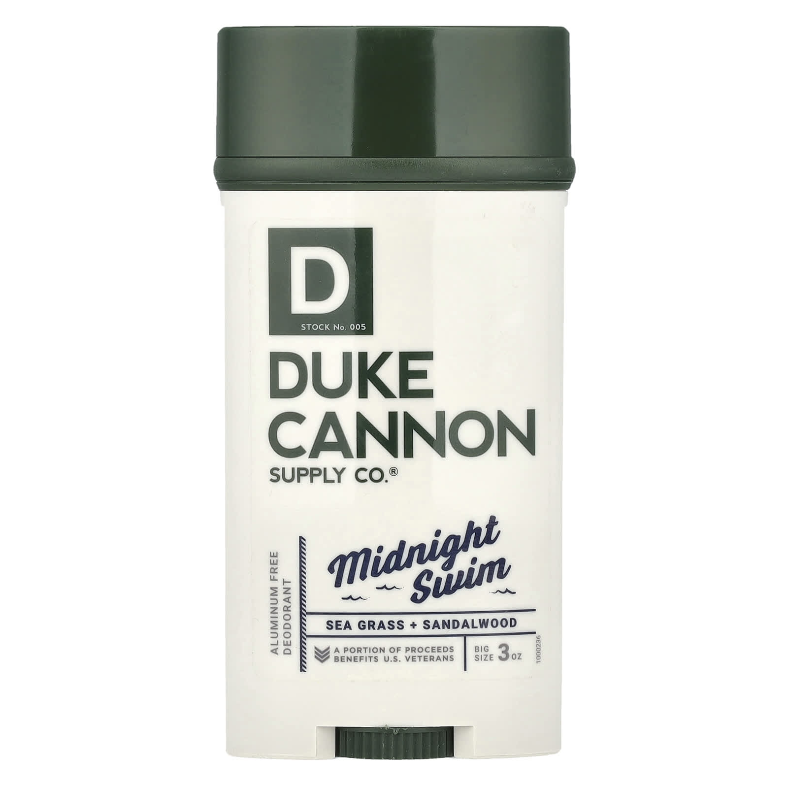 Duke Cannon Supply Co., Дезодорант без алюминия, Midnight Swim, морская трава и сандал, 85 г (3 унции)