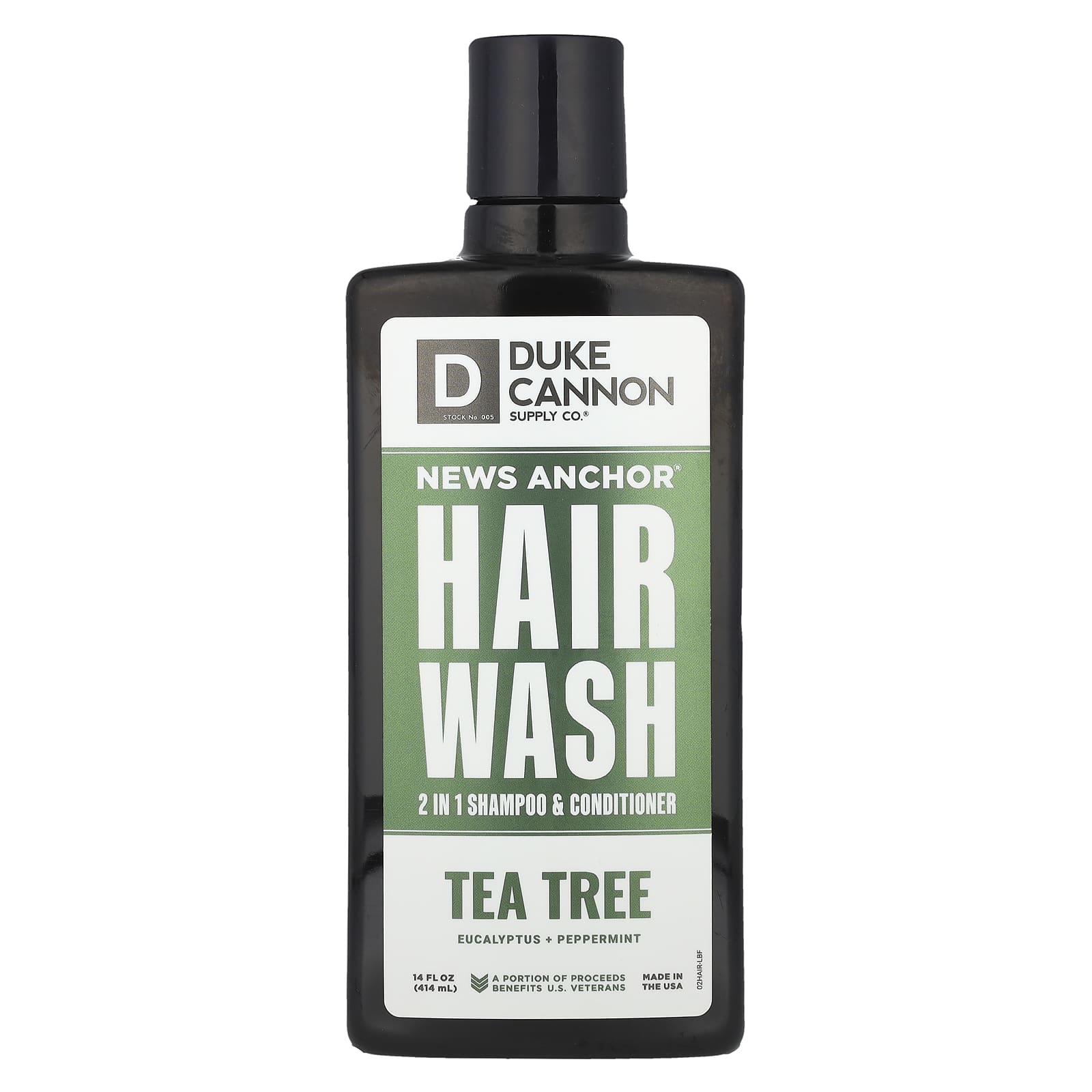 Duke Cannon Supply Co., News Anchor® Hair Wash, шампунь и кондиционер 2 в 1, чайное дерево, эвкалипт и перечная мята, 414 мл (14 жидк. унц.)