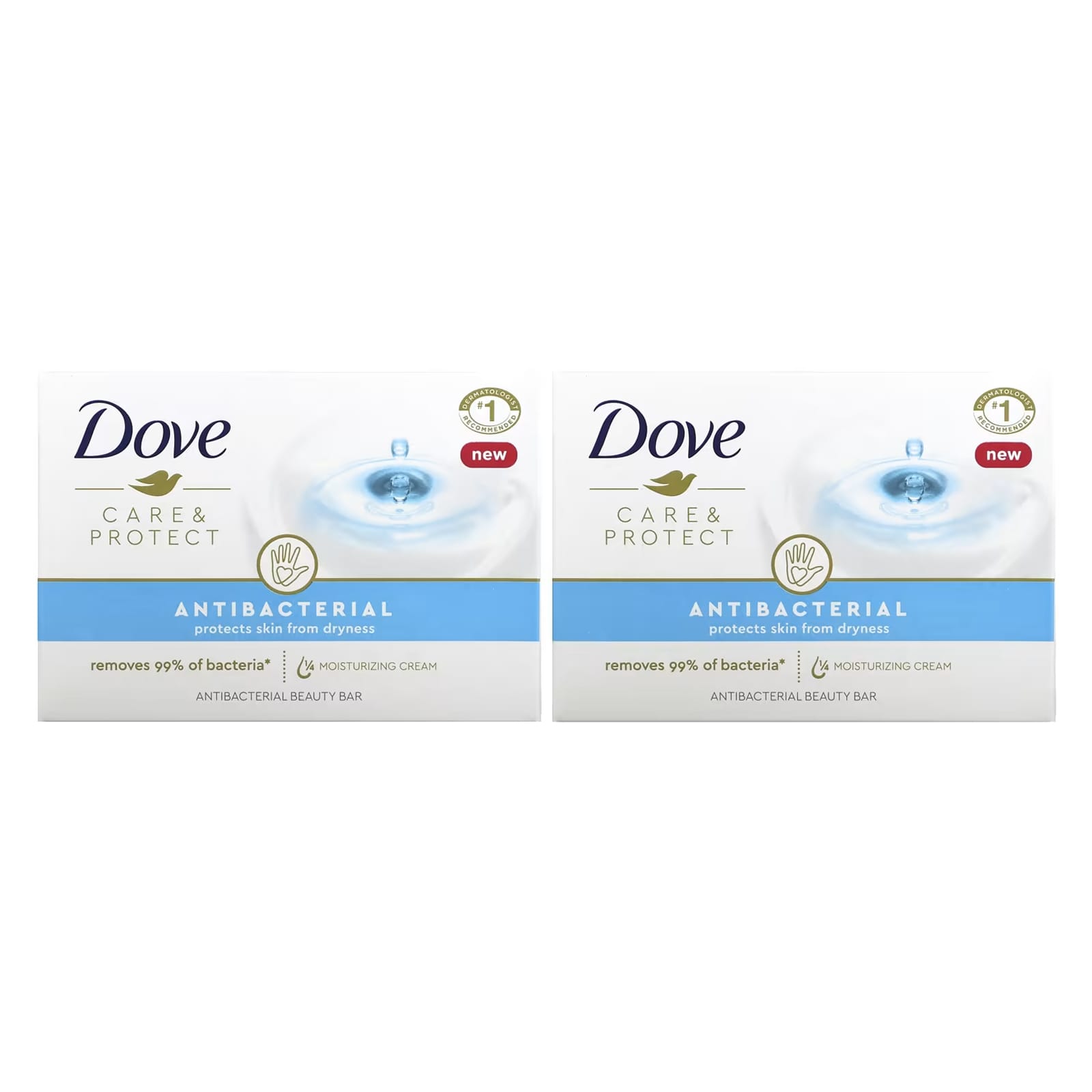 Dove, Care & Protect, антибактериальное косметическое мыло, 2 шт. по 106 г (3,75 унции)