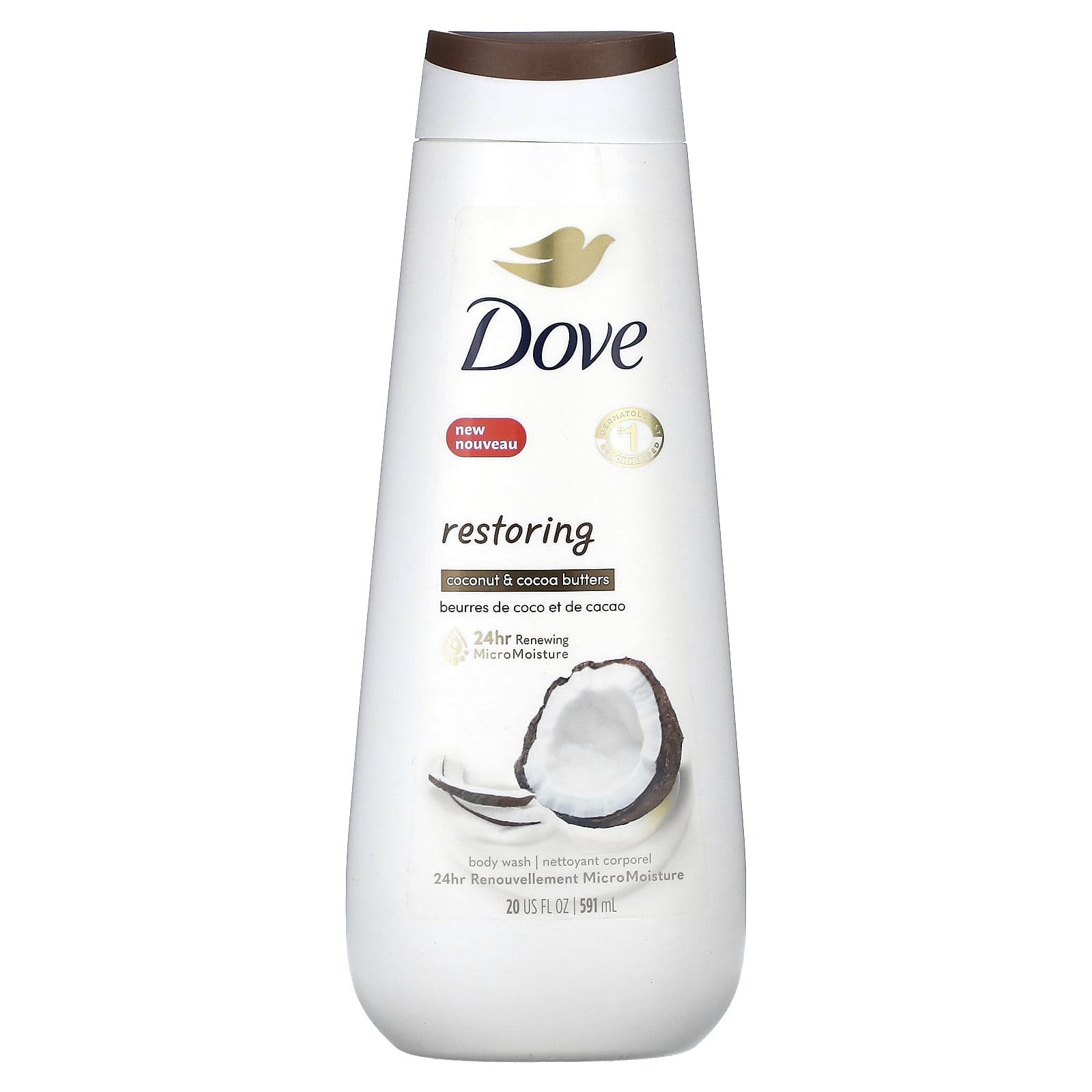 Dove, восстанавливающий гель для душа, кокос и какао-масло, 591 мл (20 жидк. унций)