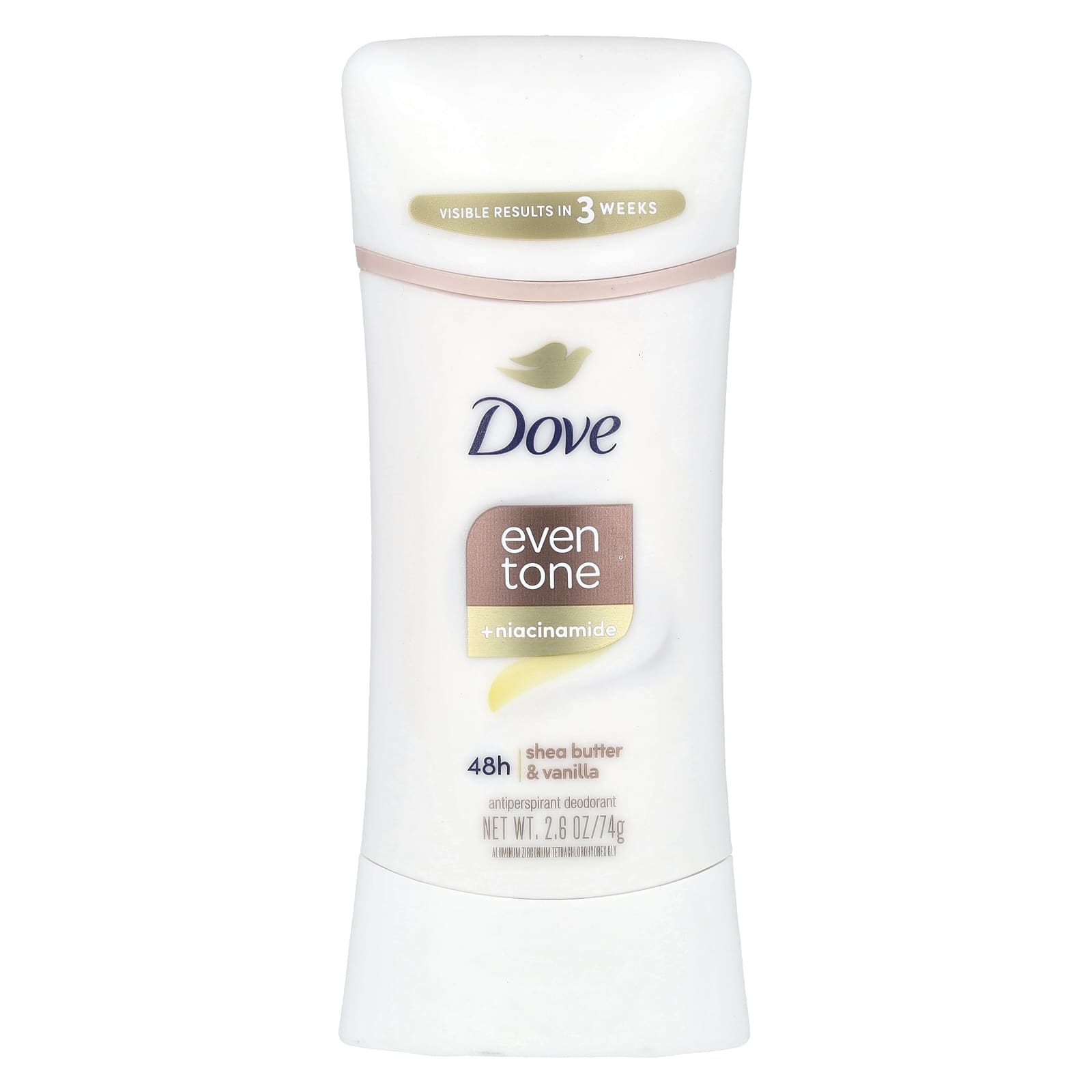 Dove, Even Tone + ниацинамид, дезодорант-антиперспирант, масло ши и ваниль, 74 г (2,6 унции)