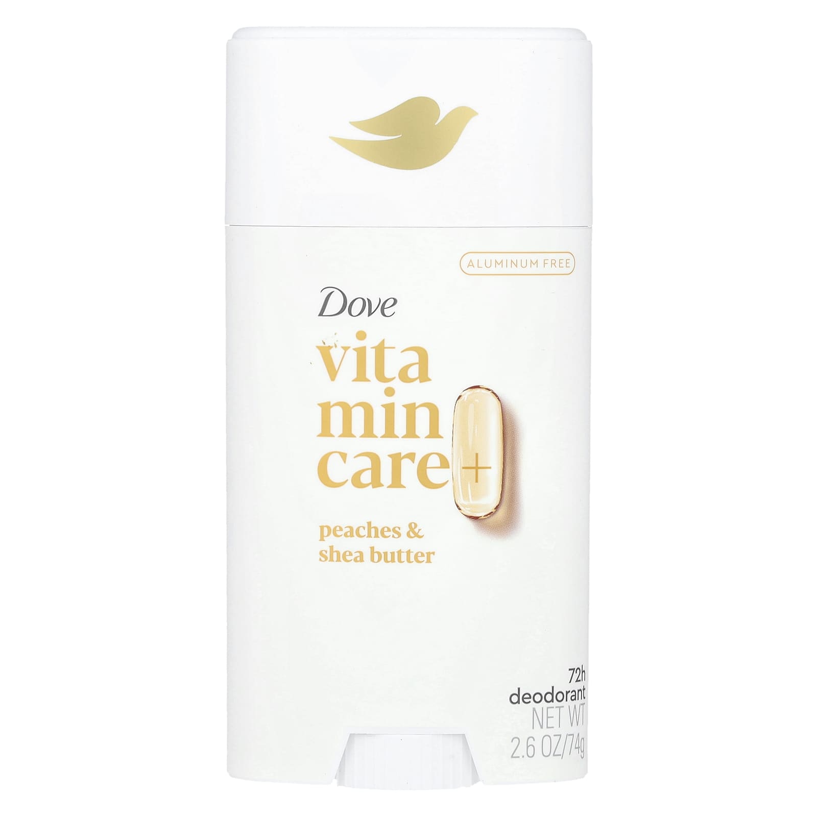 Dove, Vitamin Care + дезодорант, персики и масло ши, 74 г (2,6 унции)