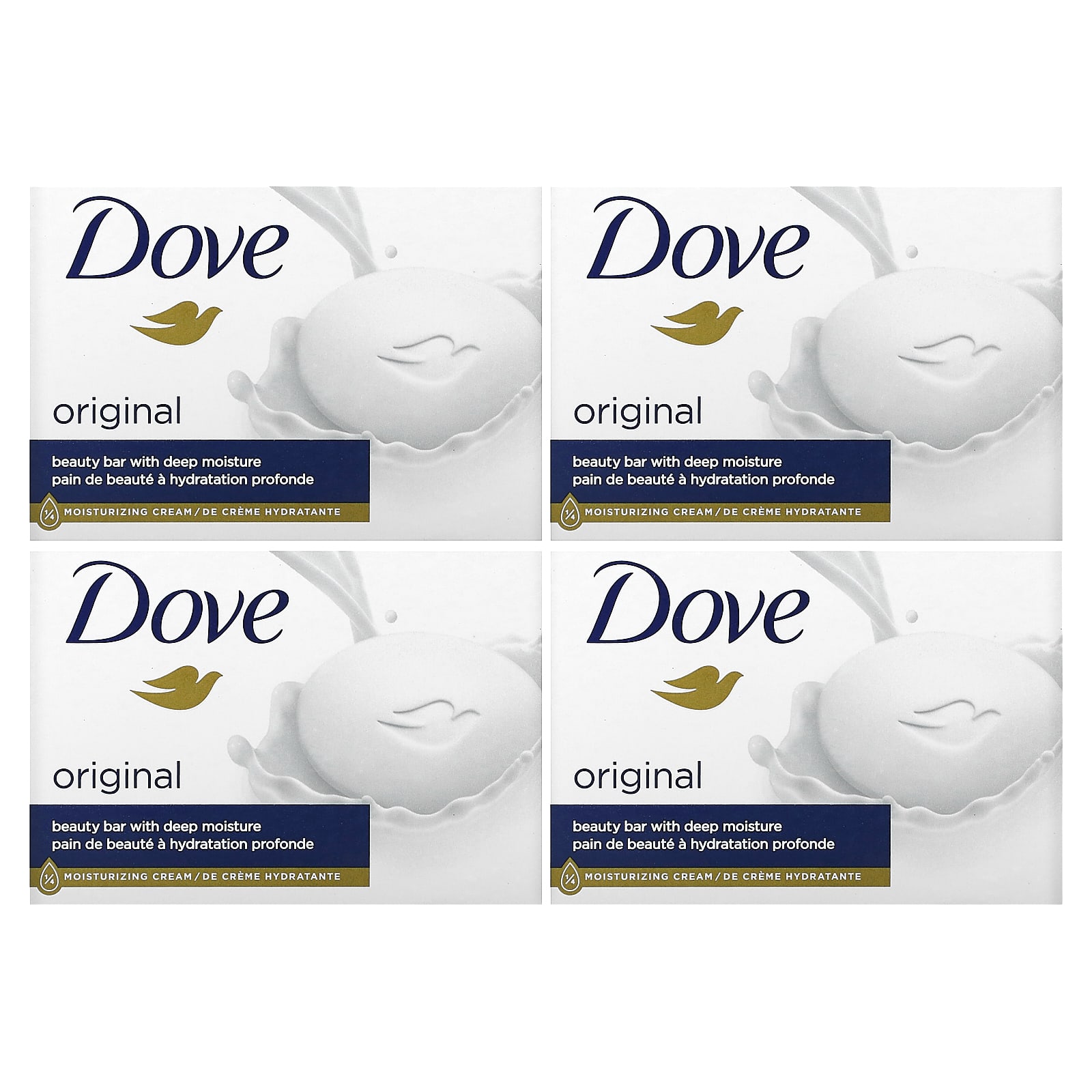 Dove, Мыло Beauty Bar, глубокое увлажнение, белое, 4 шт., По 106 г (3,75 унции)