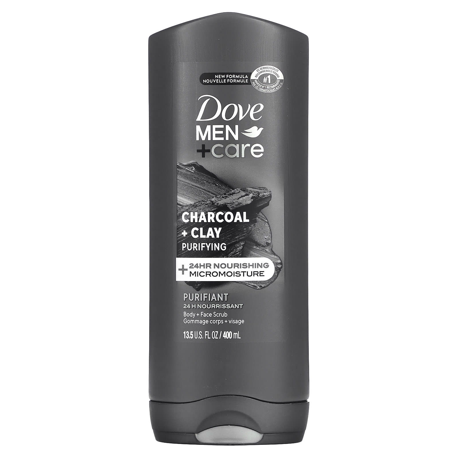 Dove, Men + Care, Elements, скраб для тела и лица, уголь + глина, 400 мл (13,5 жидк. Унции)