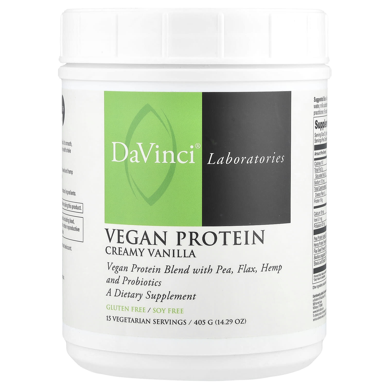 DaVinci Laboratories of Vermont, Vegan Protein, сливочная ваниль, 405 г (14,29 унции)