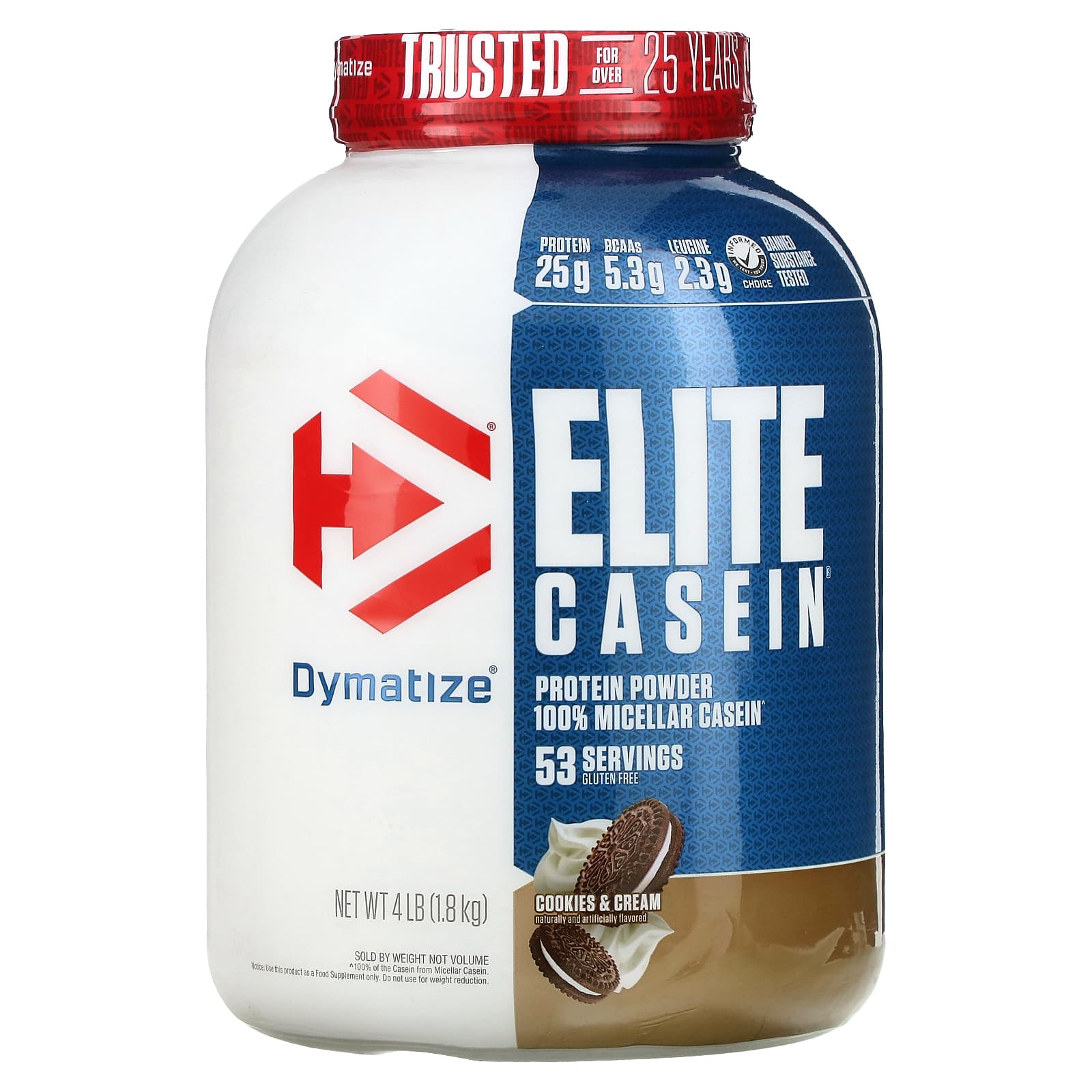 Dymatize, Elite Casein, казеин, со вкусом печенья и сливок, 1,8 кг (4 фунта)