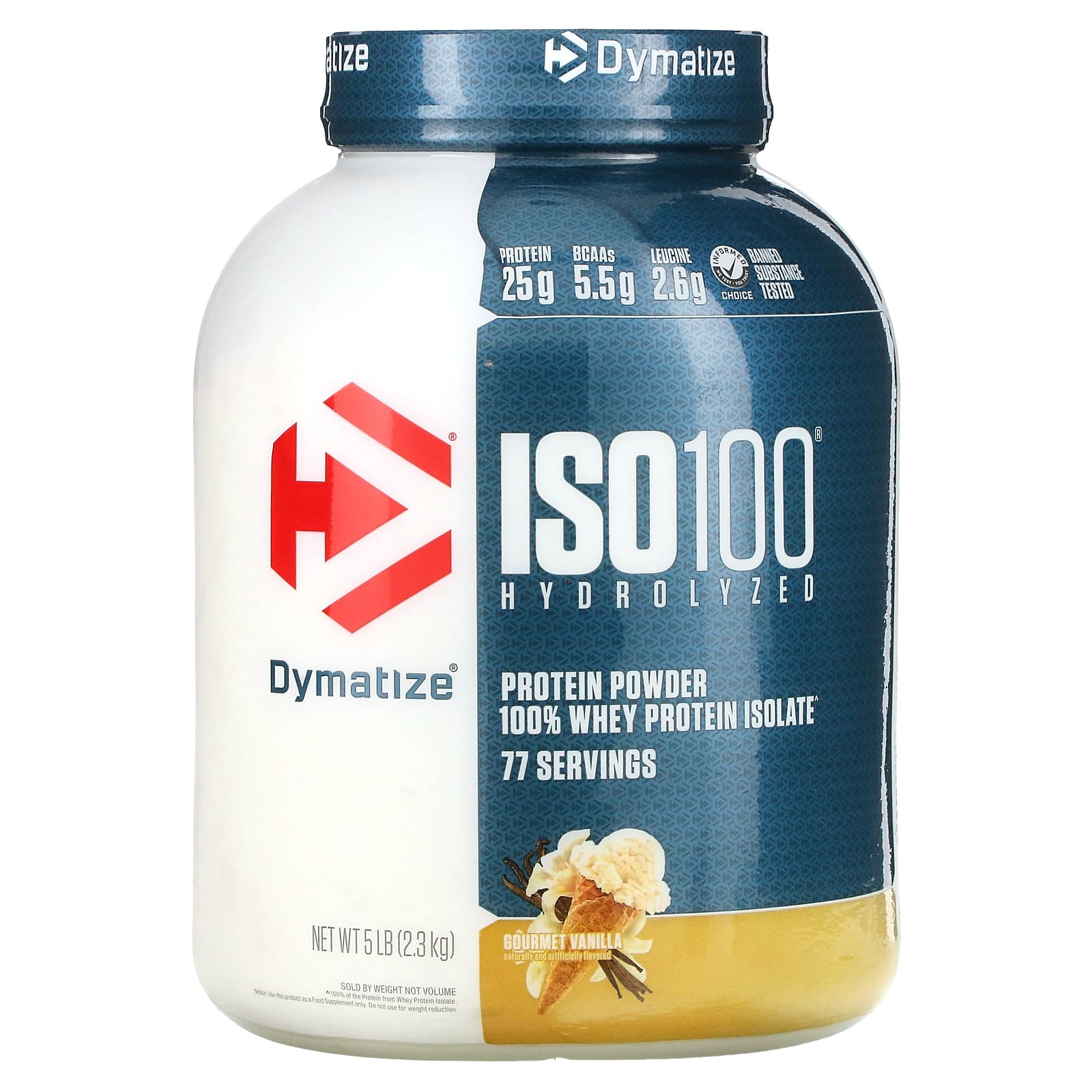 Dymatize ISO100 гидролизат 100-ный изолят сывороточного протеина изысканная ваниль 5 фунтов 23 кг 21590₽